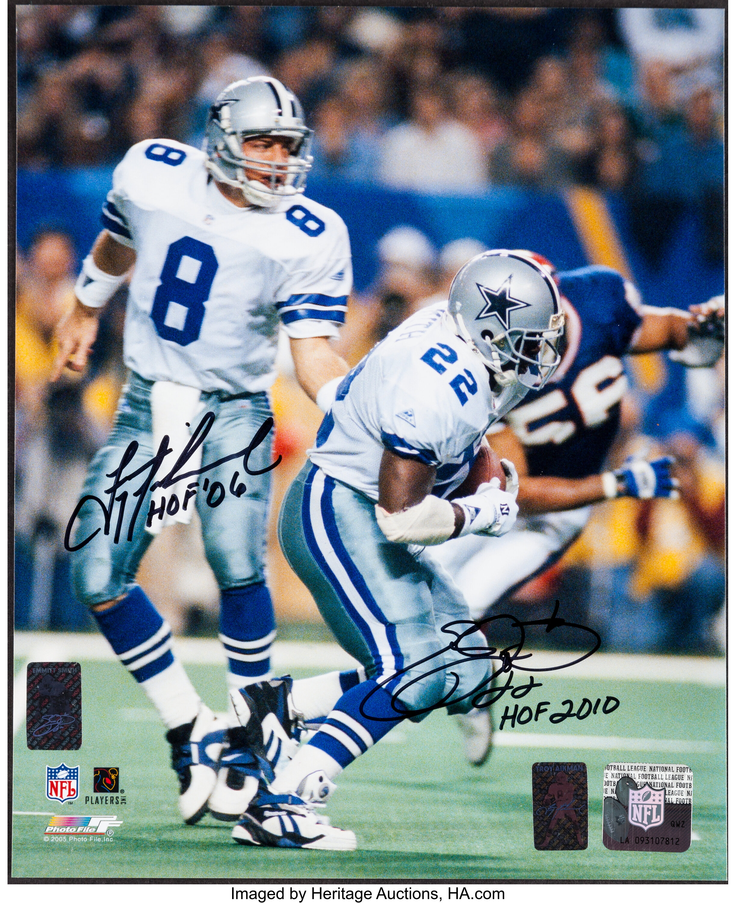 Troy Aikman and Emmitt Smith Dual Signed Photograph.... Football