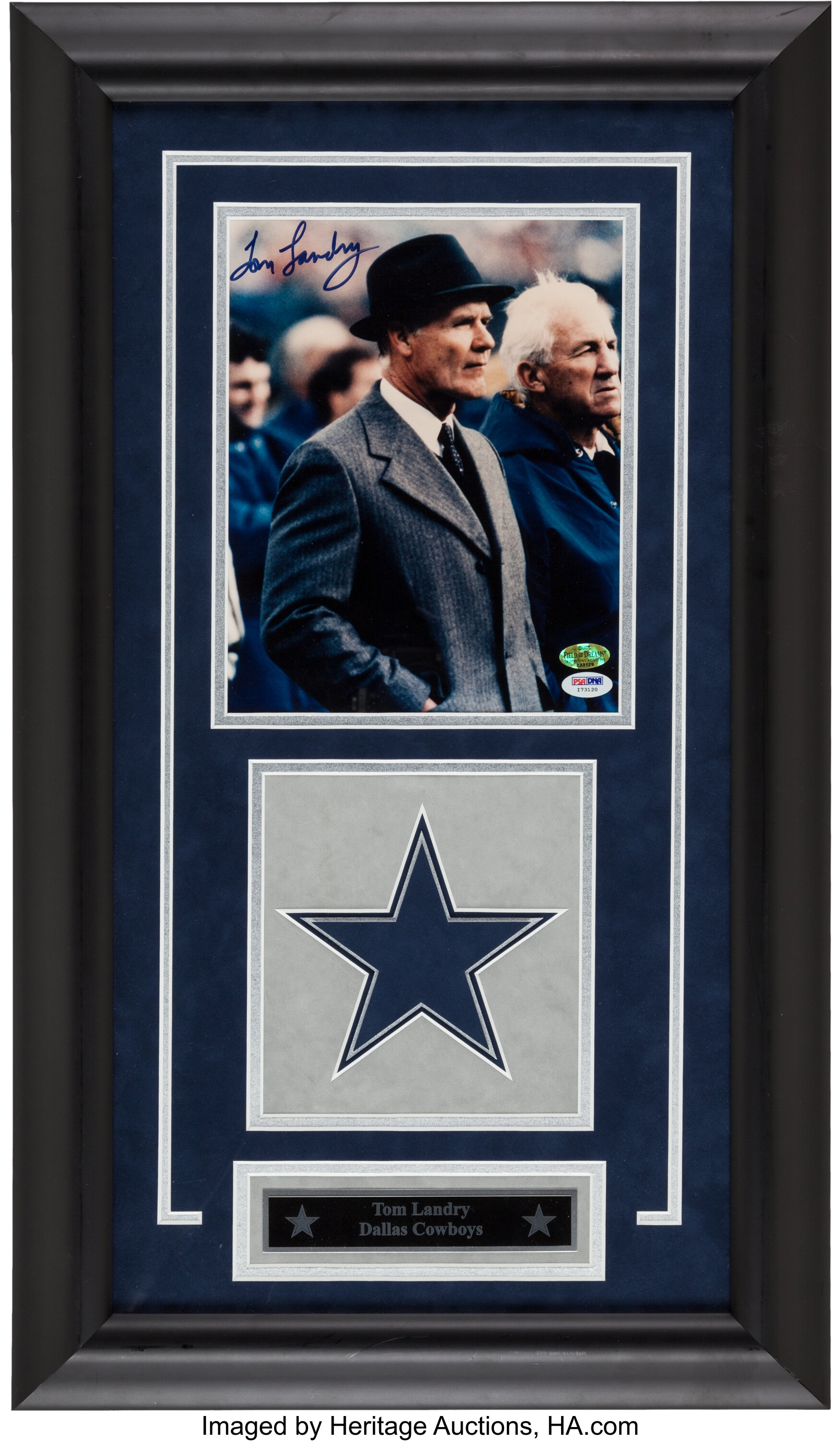 Tom Landry Signed Photograph Display.... Football Collectibles | Lot ...