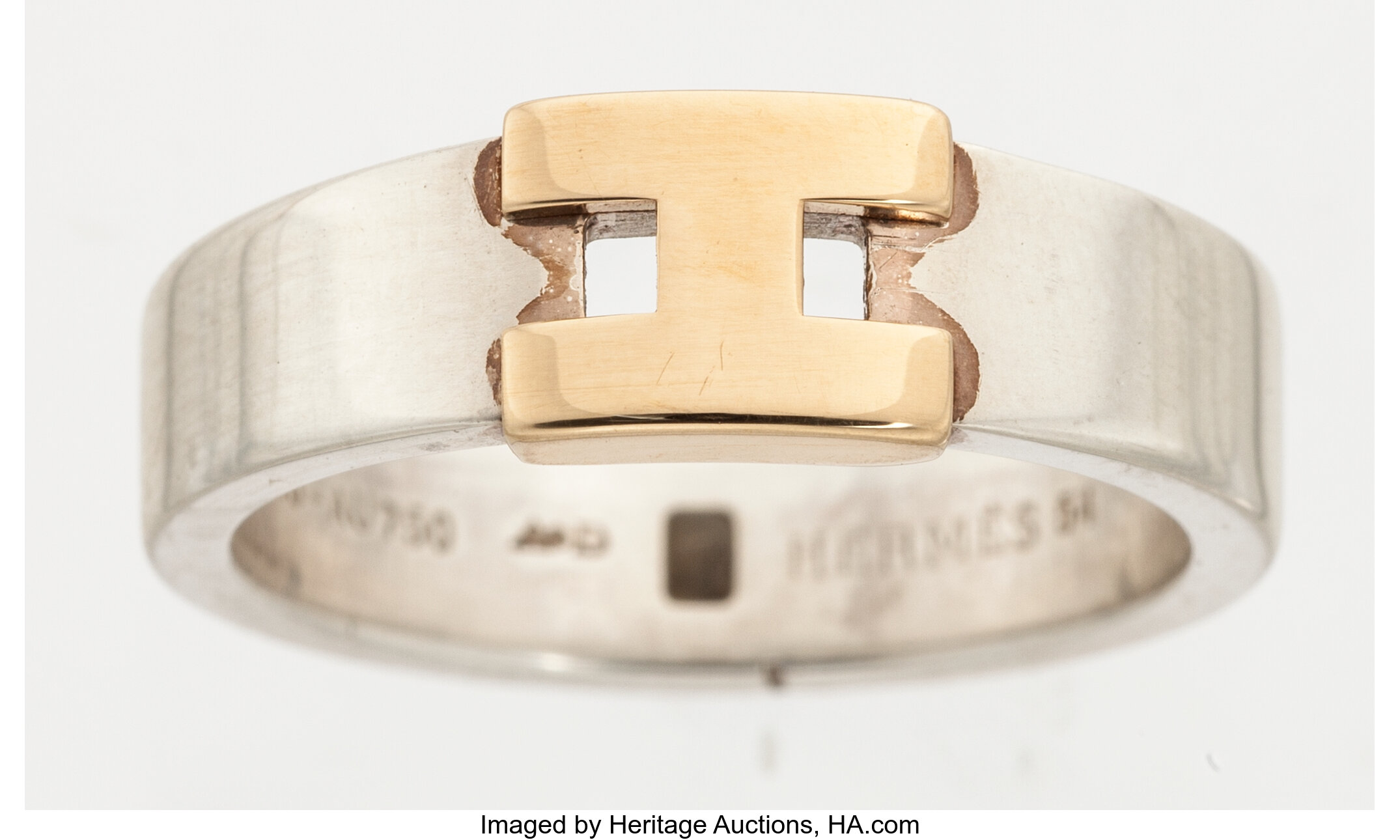 Hermès 2000s Pre-owned Leather-Panelled H Ring - Silver