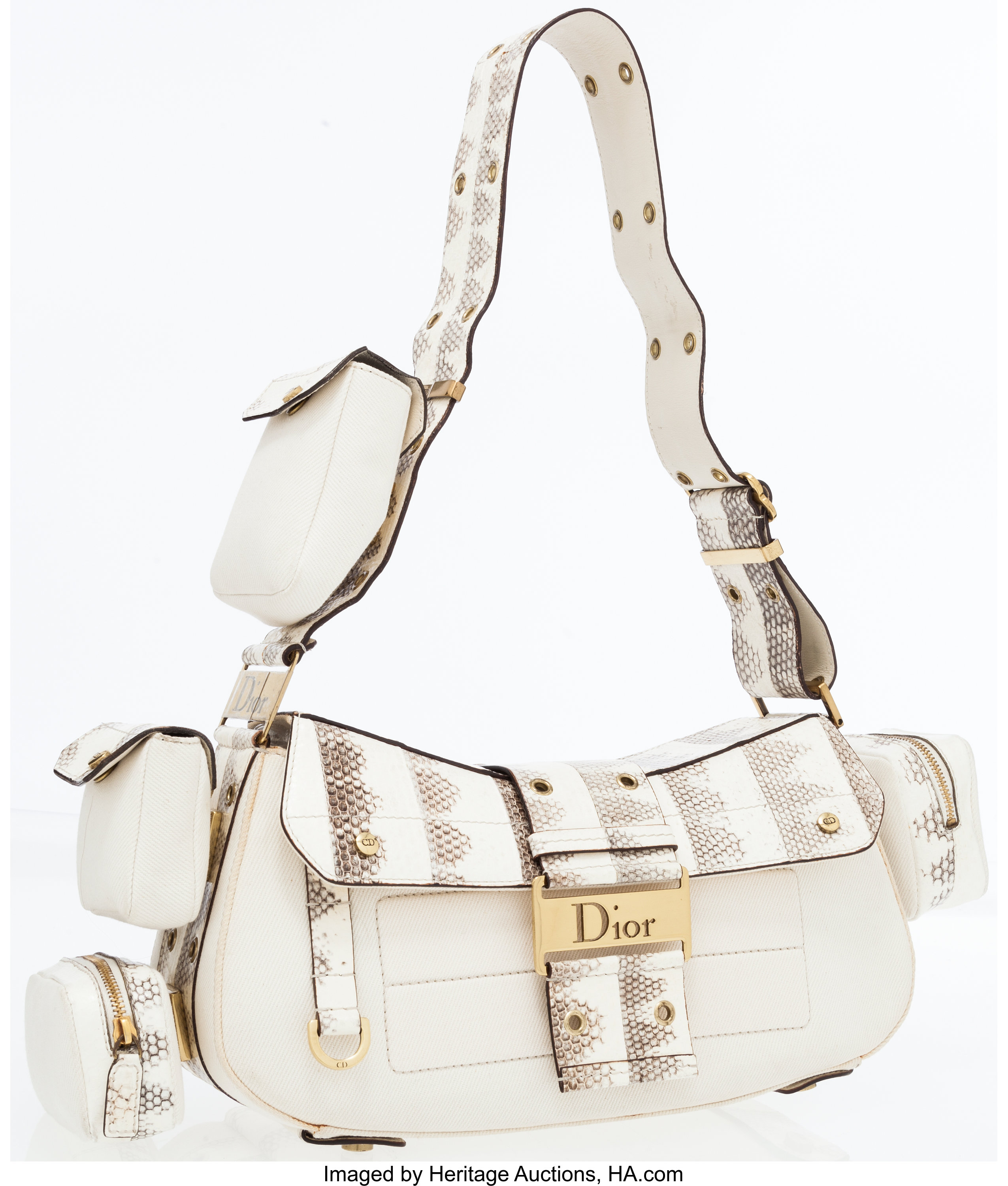 Christian Dior White Monogram Leather Bucket Bag with Shoulder, Lot #79035