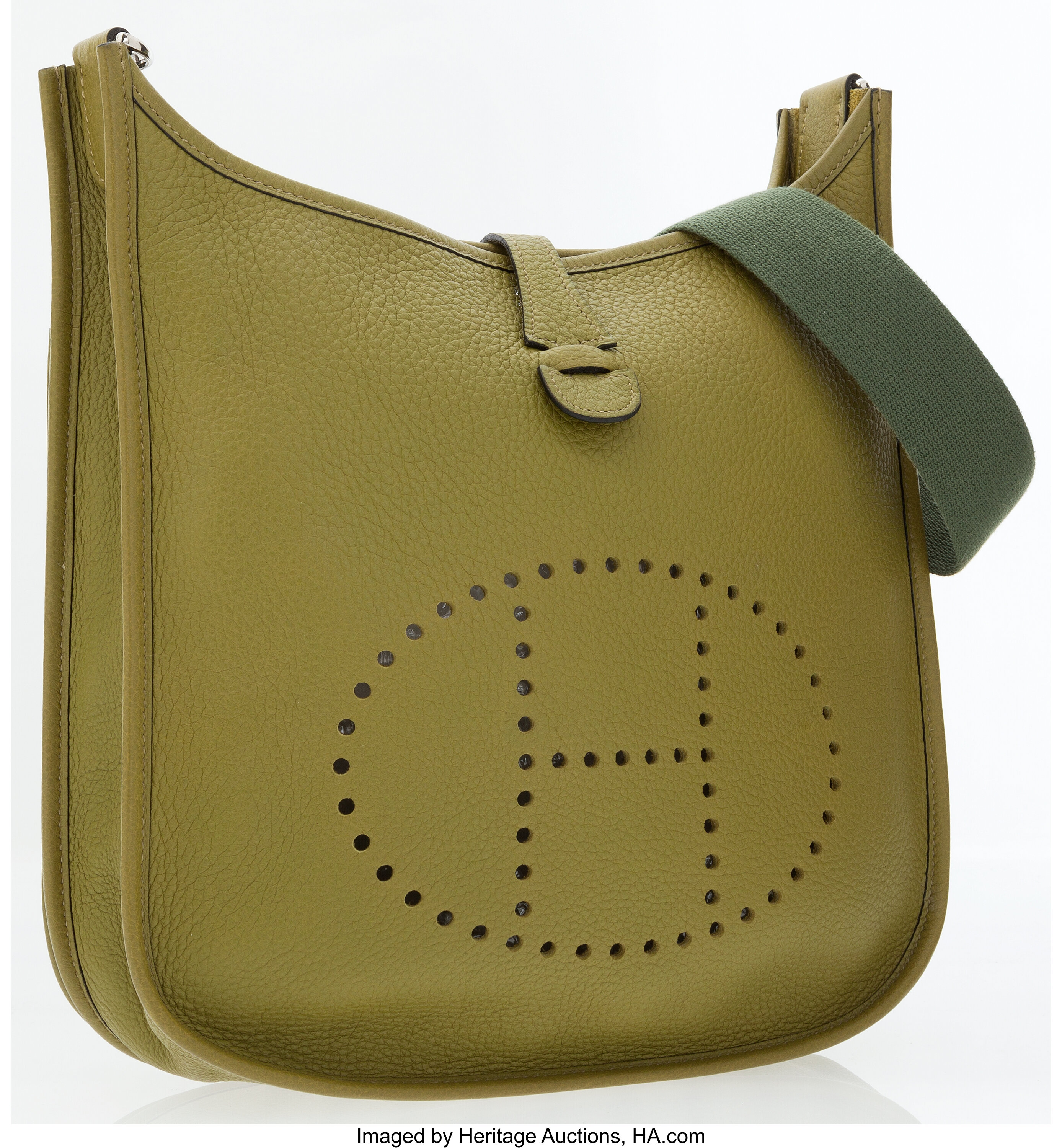 Hermes Vert Chartreuse Clemence Leather Evelyne II Crossbody Bag