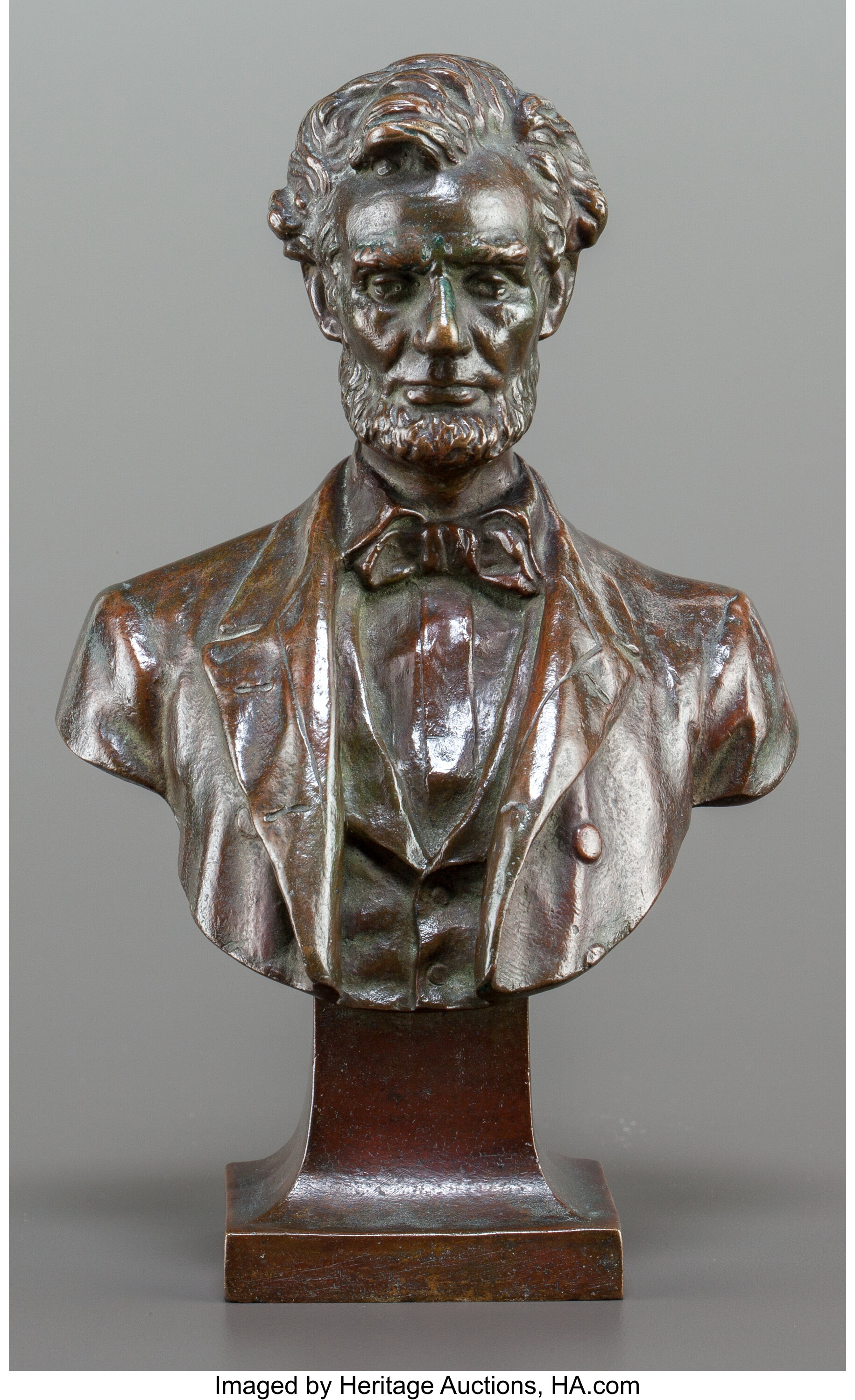 A GEORGE BISSELL PATINATED BRONZE BUST OF ABRAHAM LINCOLN BY THE | Lot ...