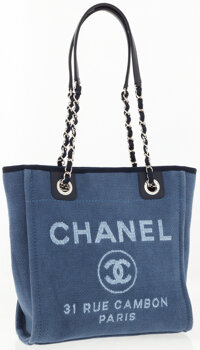 Chanel Black White Denim Cc Shopper Tote Bag Auction