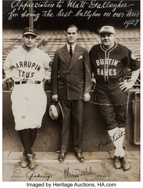 1927 Babe Ruth & Lou Gehrig Signed Barnstorming Photograph. Those, Lot  #19455