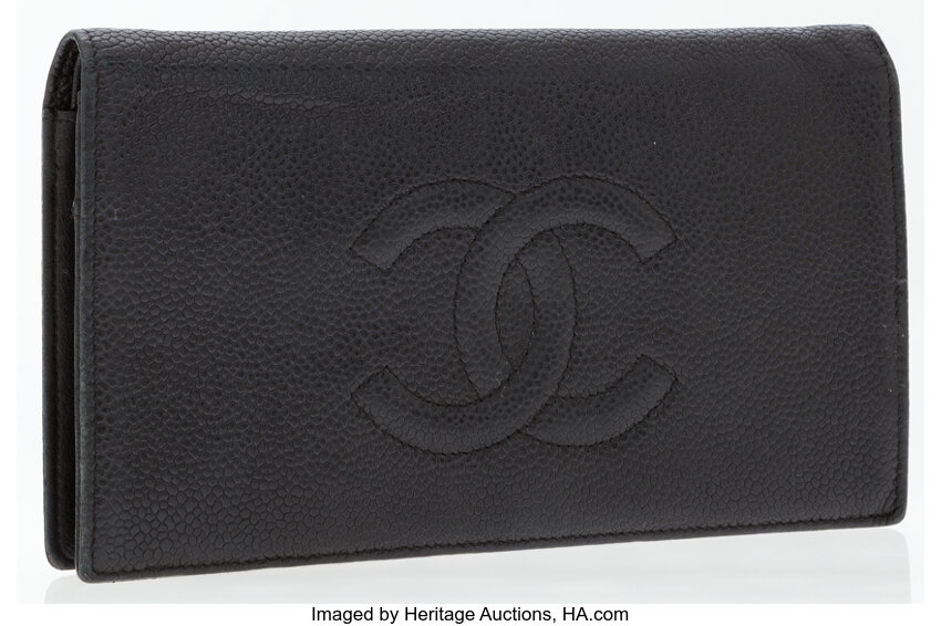 New CHANEL 23B Classic Flap Large Long Wallet Caviar Leather BIG