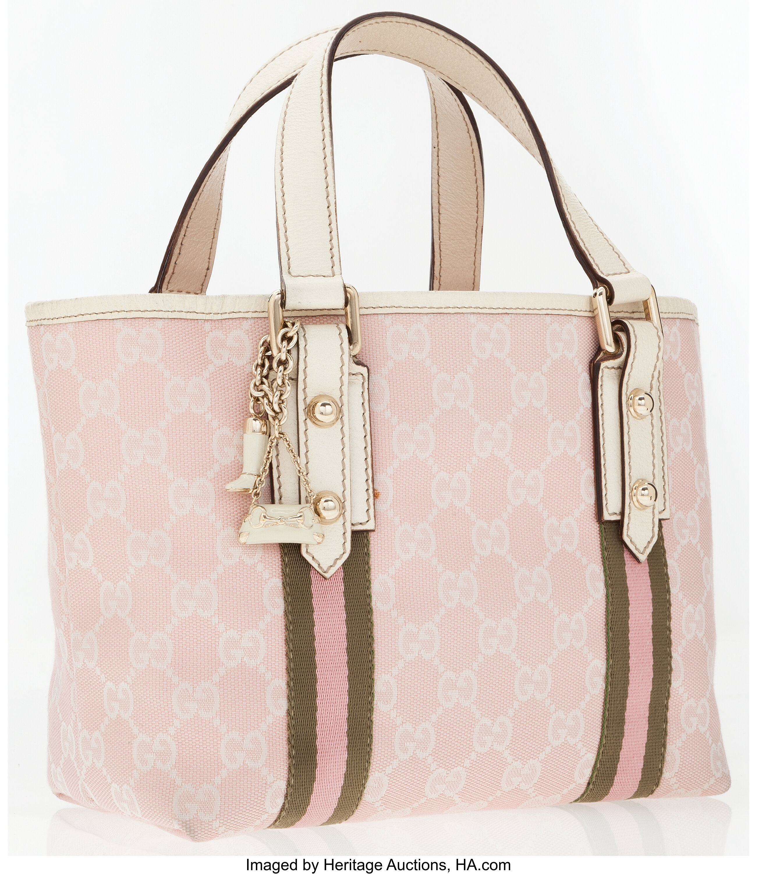 Gucci Pink & White Classic Monogram Canvas Small Tote Bag with | Lot #76064  | Heritage Auctions