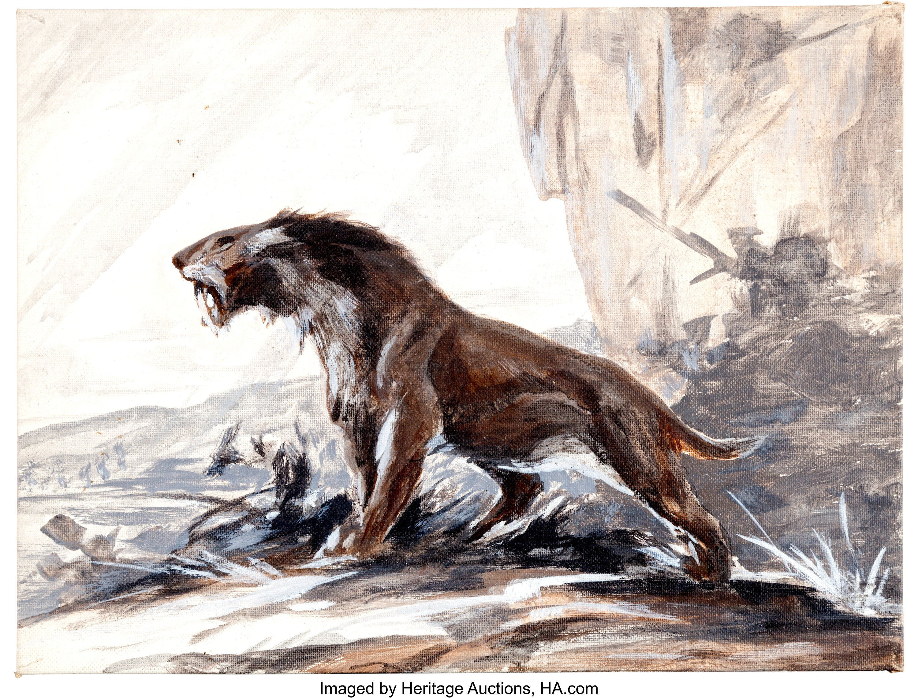 saber tooth tiger painting