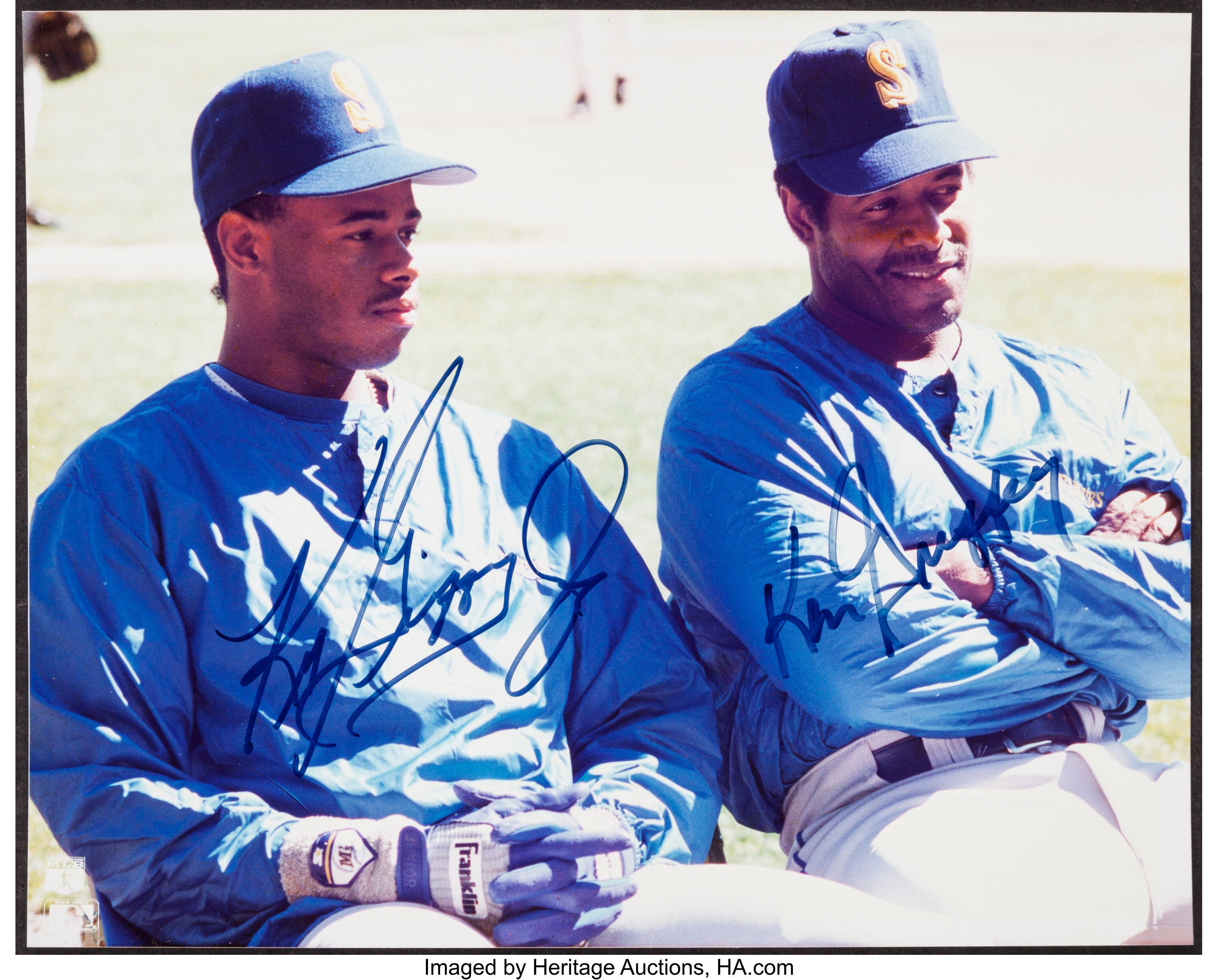 Ken Griffey, Jr. & Sr. Signed Poster.  Baseball Collectibles
