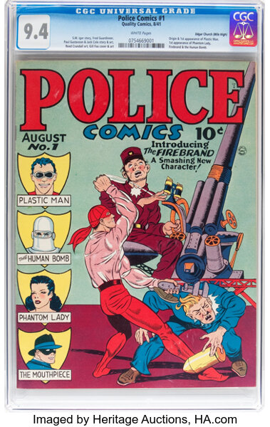 Golden Age (1938-1955):Superhero, Police Comics #1 Mile High pedigree (Quality, 1941) CGC NM 9.4 White pages....