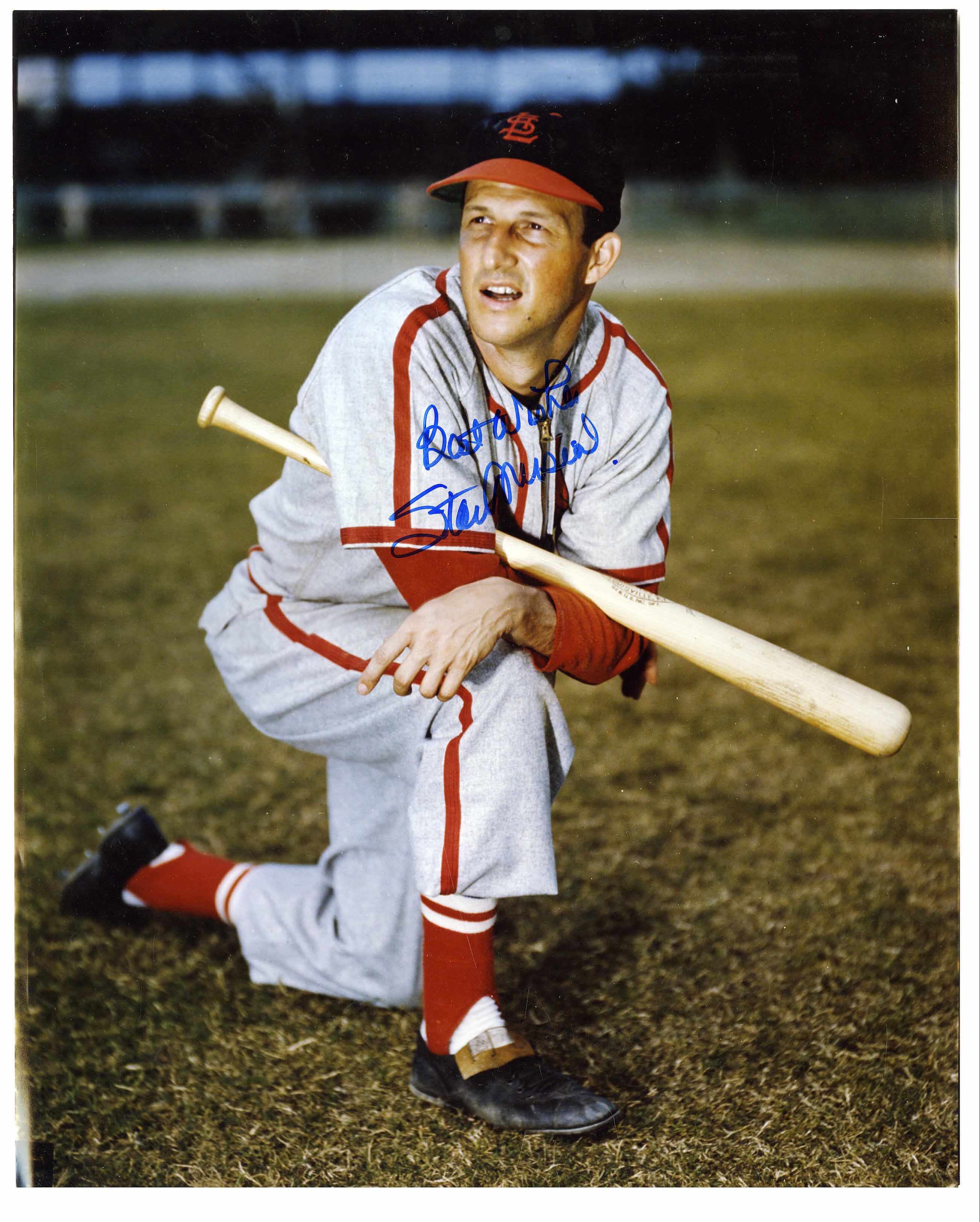 Stan Musial Signed Large Photograph. Terrific 16x20 color image is, Lot  #12186