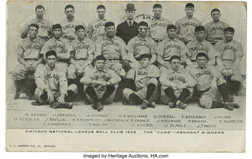 1 of 2 Cubs uniforms for each year played in the World Series, since 1906,  Chicago.