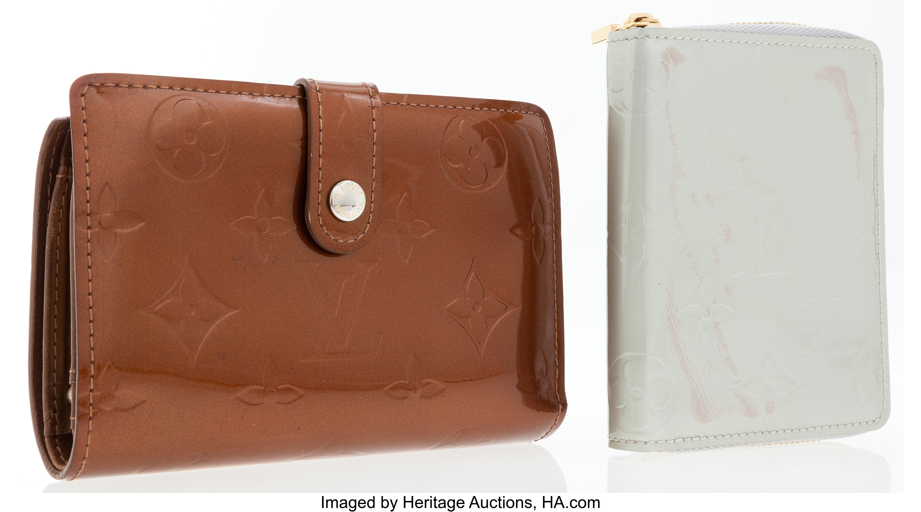 Louis Vuitton Set of Two; French Purse Wallets in Bronze and