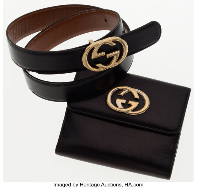 Gucci Set of Two Black Wallet and Belt with Gold Hardware. Lot 79062 Heritage Auctions