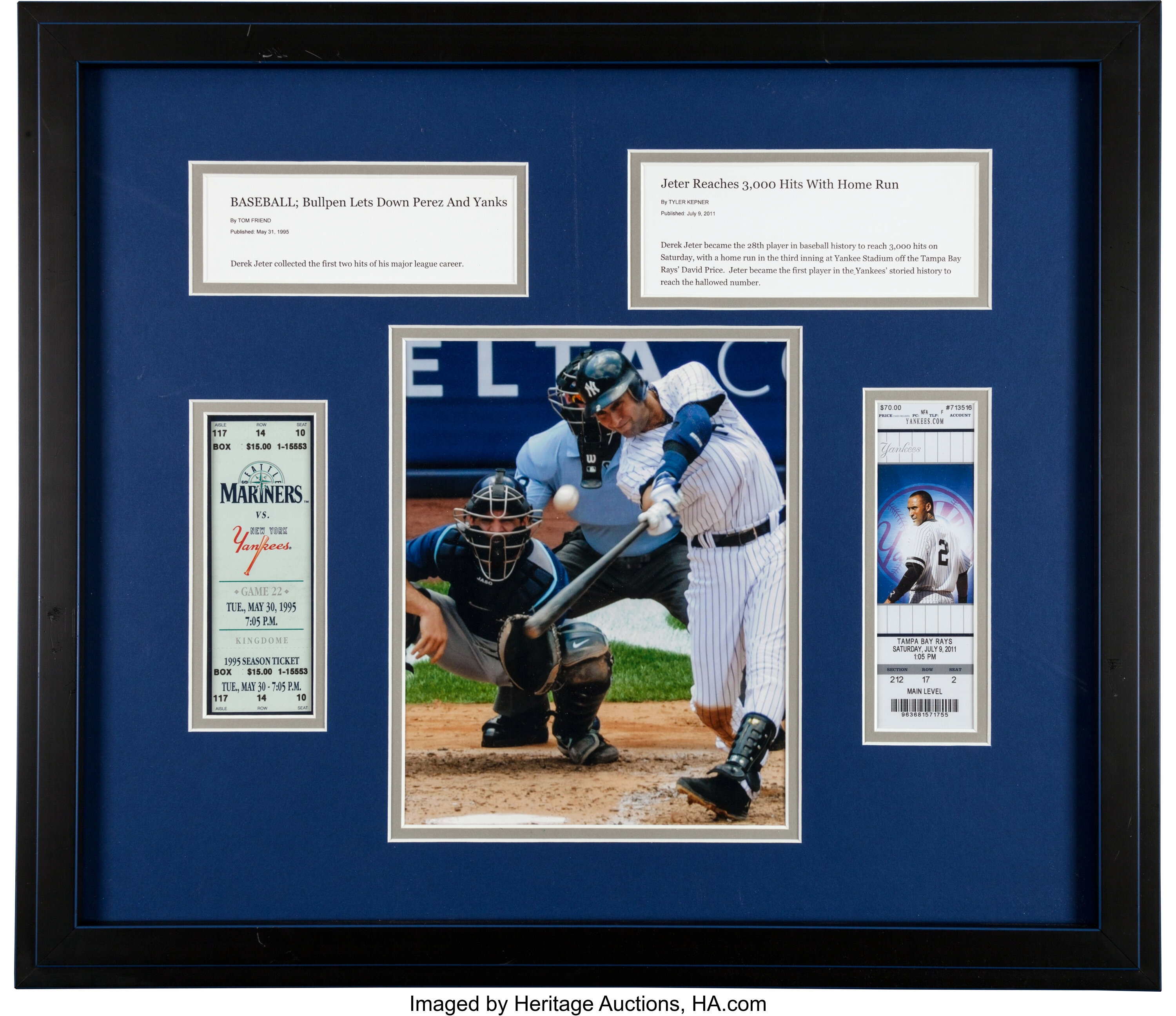 Framed Derek Jeter 3000th Hit New York Yankees Baseball 