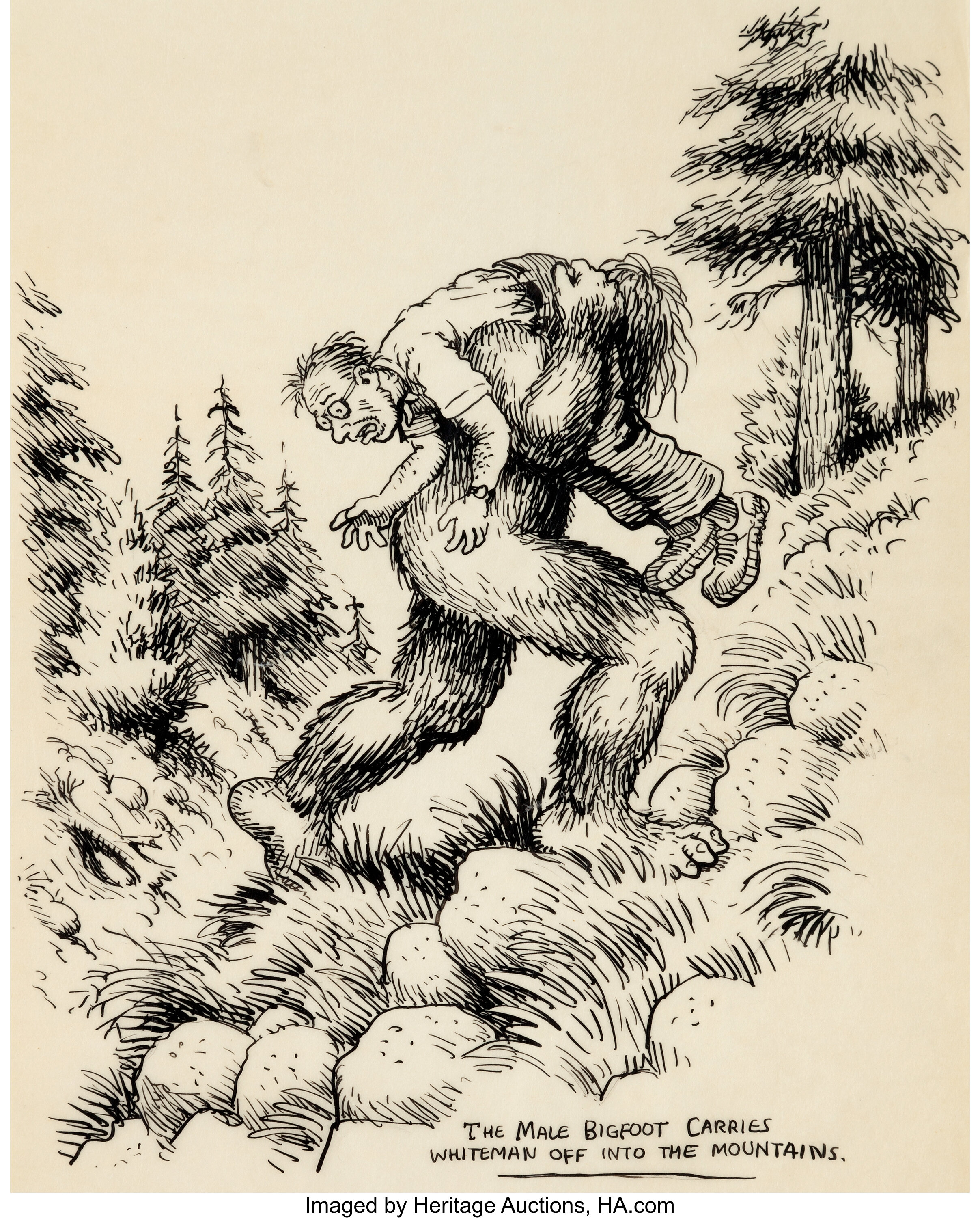 Robert Crumb Unpublished Whiteman Meets Bigfoot Illustration Lot