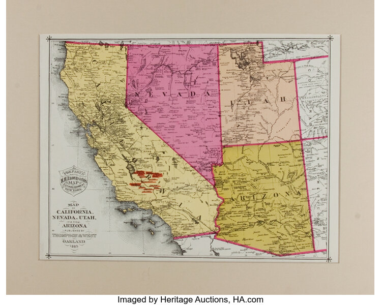 map of nevada and arizona Reprint Of Map Of California Nevada Utah And Arizona Oakland map of nevada and arizona