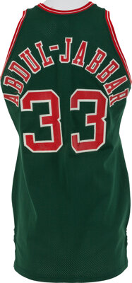Jersey for the Milwaukee Bucks worn and signed by Kareem Abdul