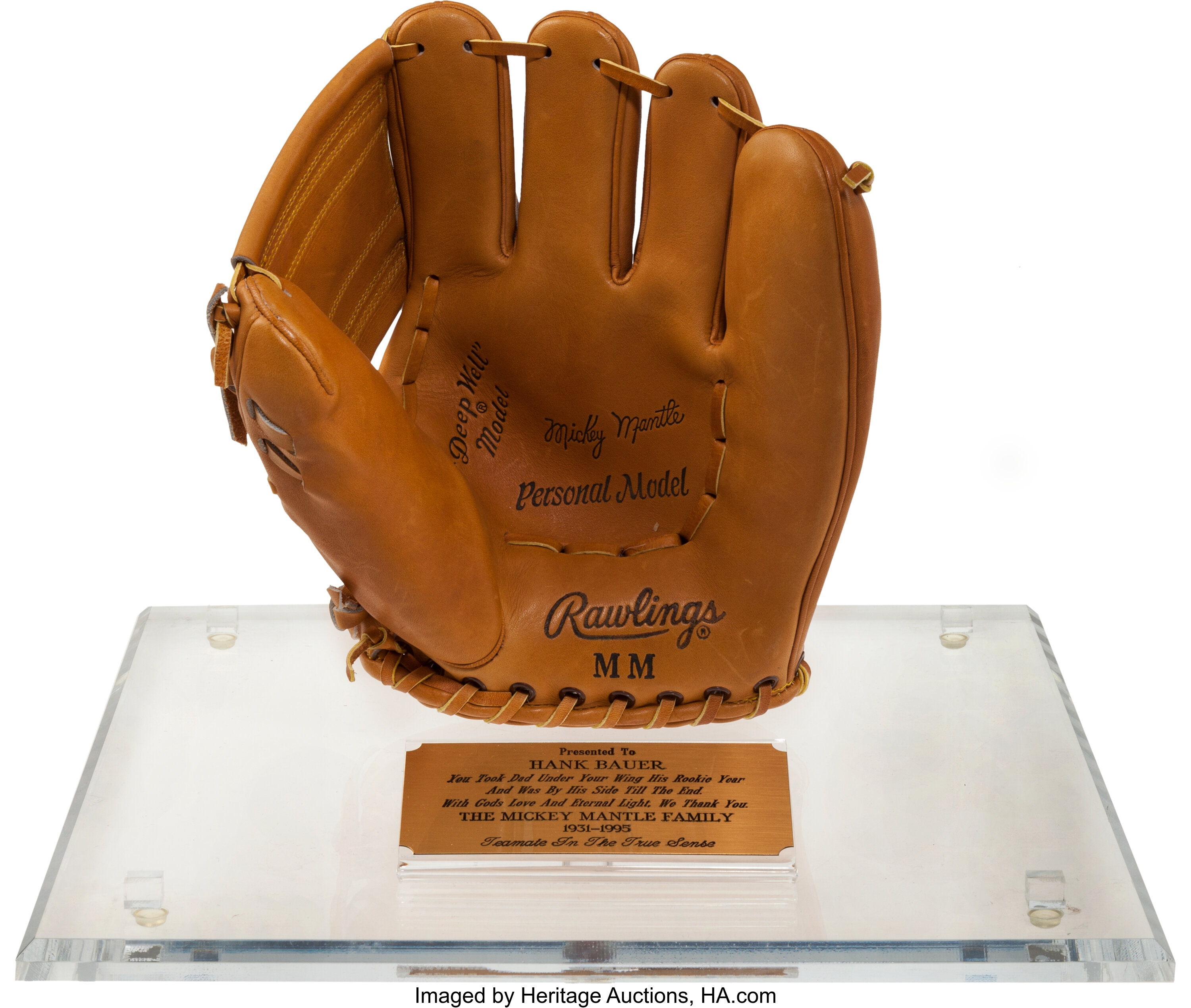 Lot Detail - Mickey Mantle Signed Personal Model Rawlings Glove (JSA)