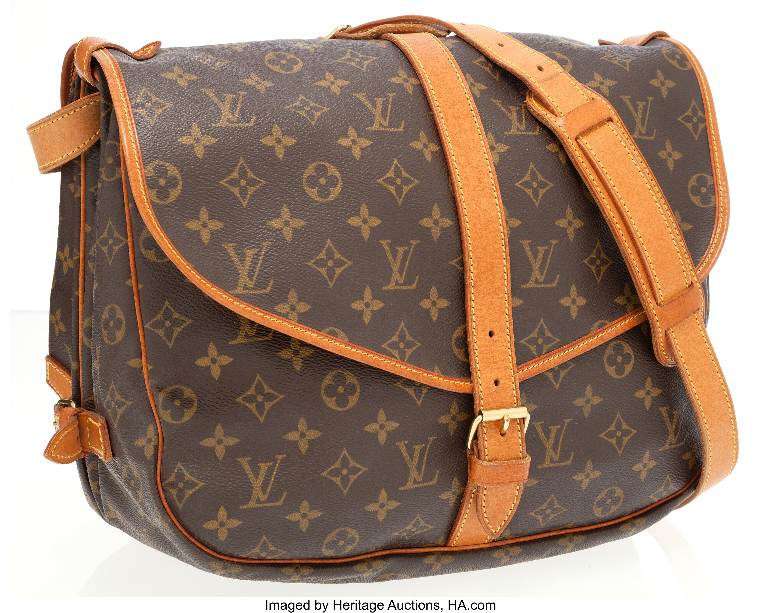 Sold at Auction: Double Sided Flap Shoulder Bag, Saumur 25, Louis Vuitton