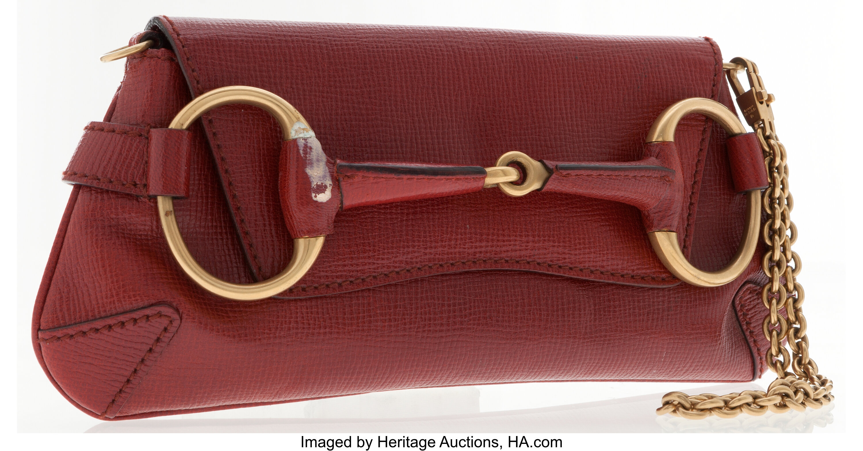 Gucci Red Leather Horsebit Clutch Bag. Luxury Accessories Bags