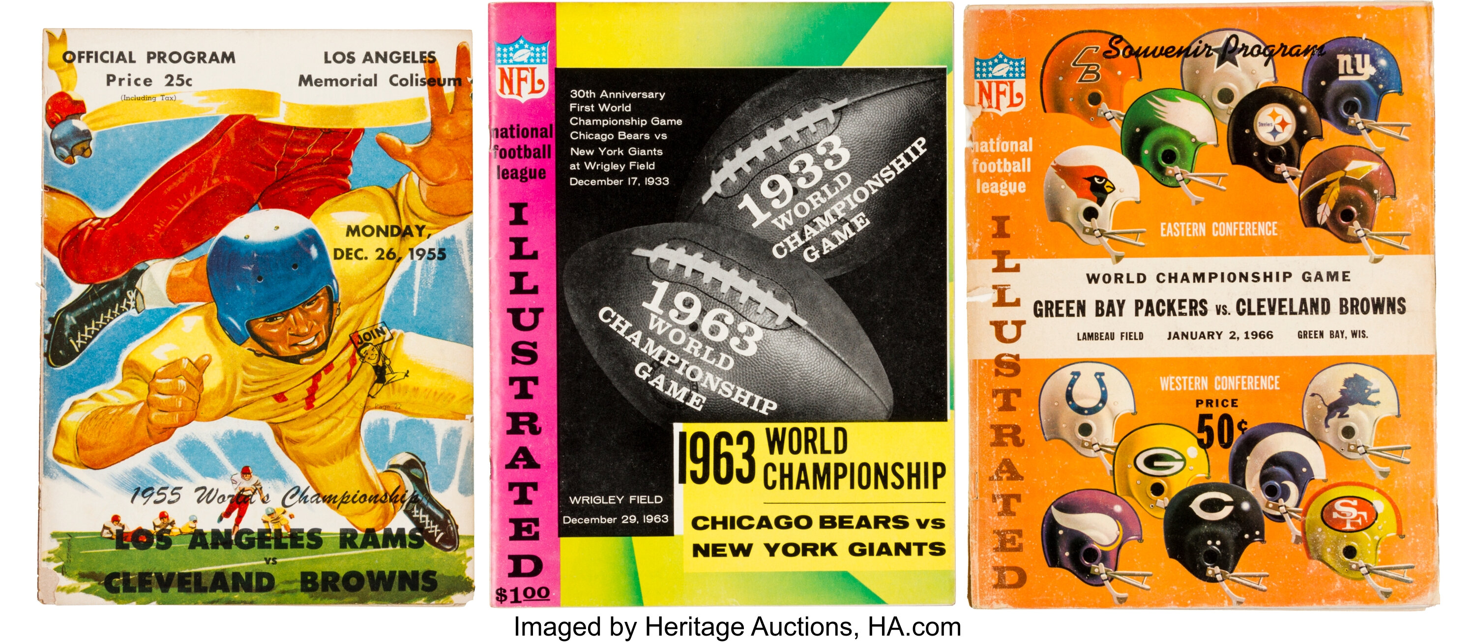 1955-1966 NFL World Championship Game Programs Lot of 3. , Lot #83153