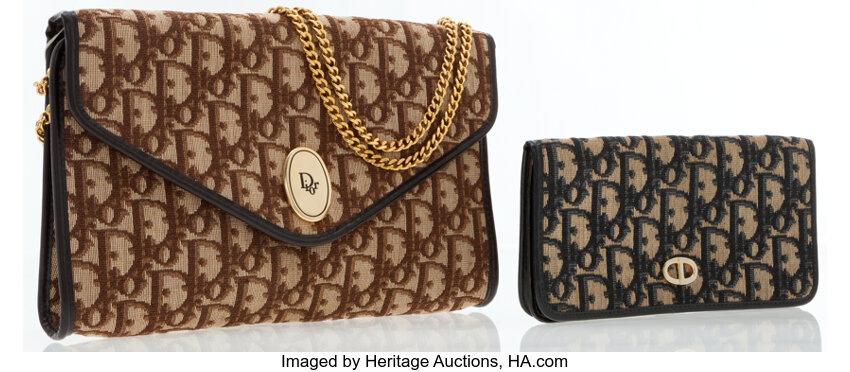 Christian Dior Set of Two; Monogram Canvas Brown Clutch Bag with, Lot  #77053