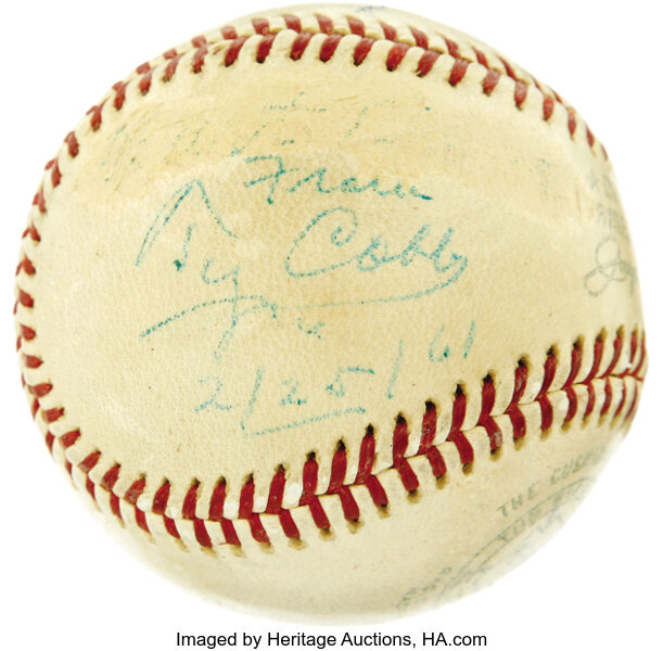 1961 Ty Cobb Signed Baseball. Fewer than five months before his