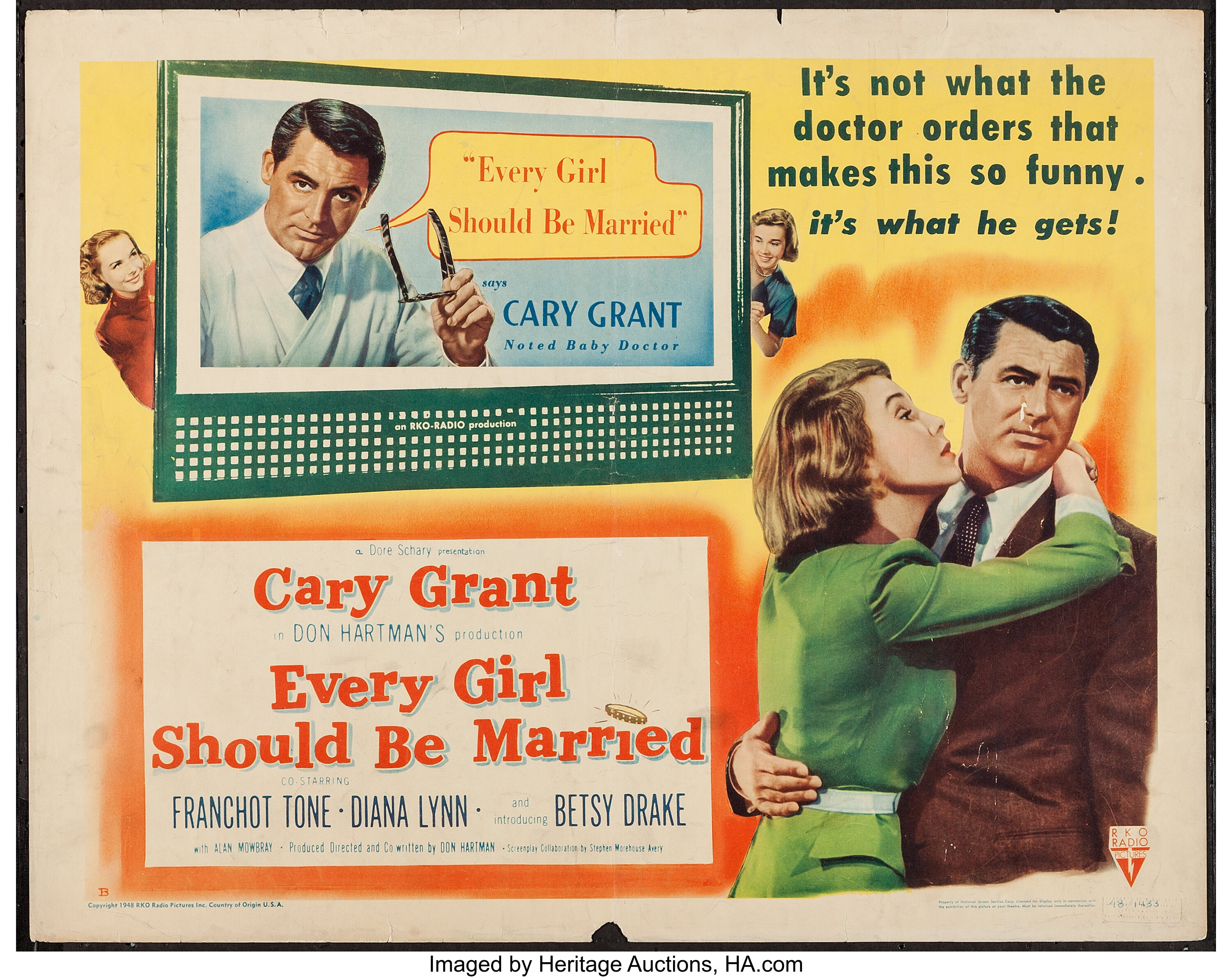 Every Girl Should Be Married Rko 1948 Half Sheet 22 X 28 Lot