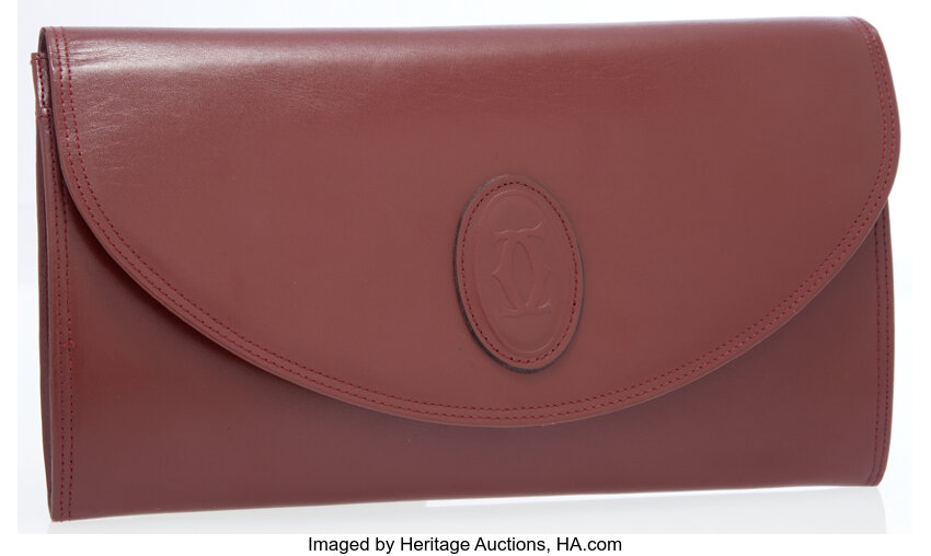 Cartier Burgundy Leather Must de Cartier Clutch Bag . Luxury