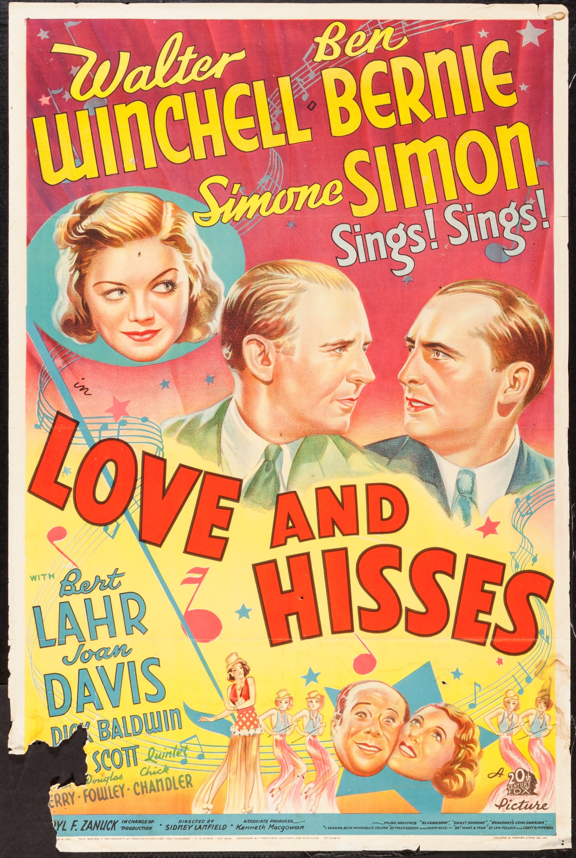 Love and Hisses (20th Century Fox, 1937). One Sheet (27