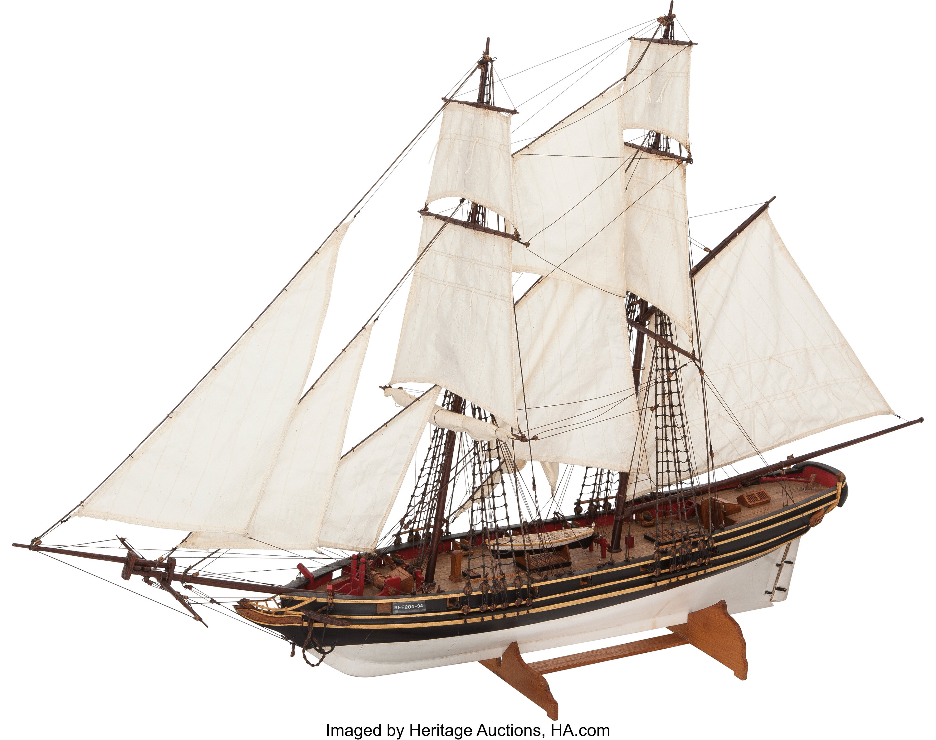 SCALE MODEL OF THE BRIGANTINE 'SWIFT'. Length 31 inches (78.7 cm ...