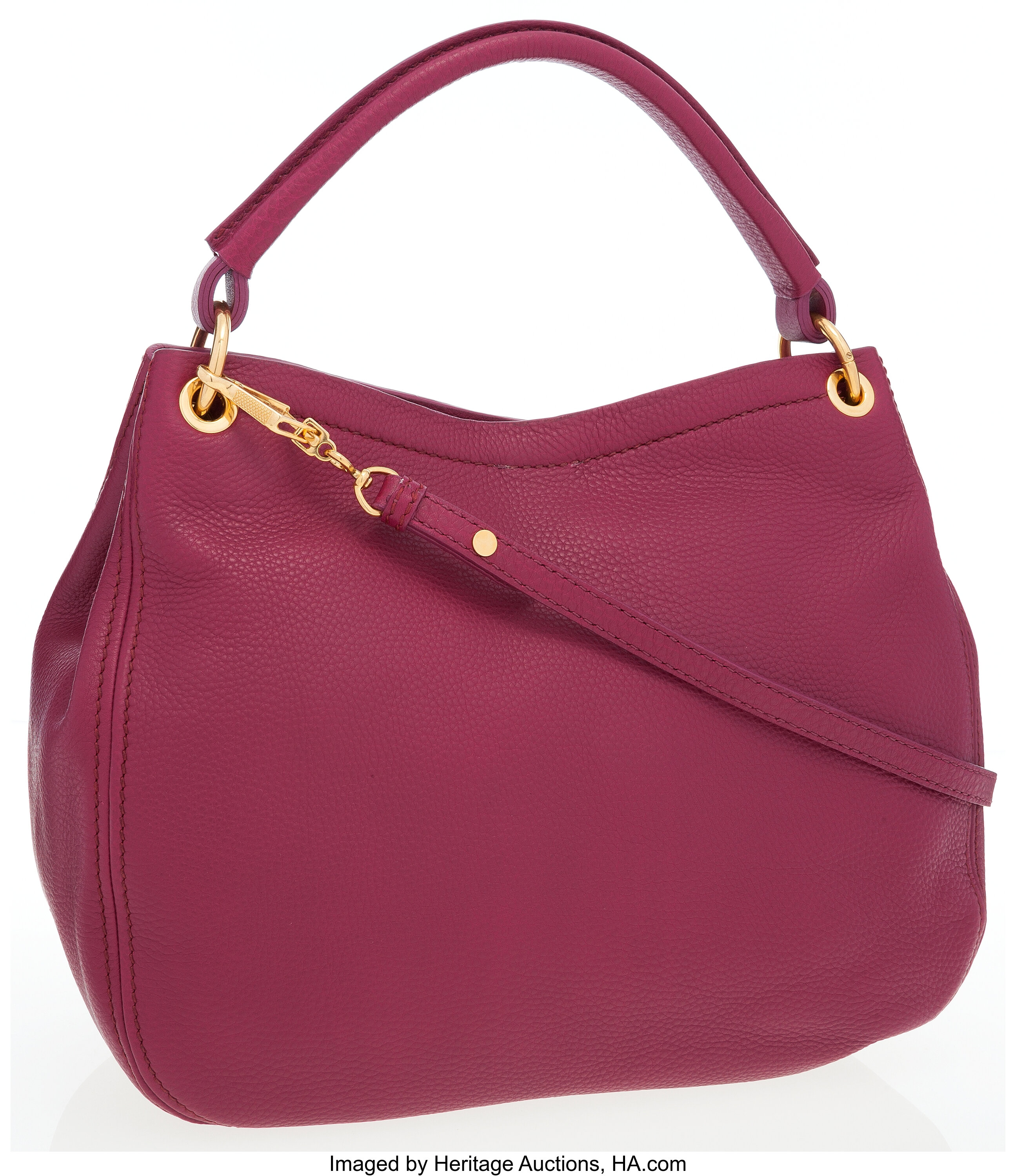 Miu Miu Raspberry Leather Large Hobo Bag with Shoulder Strap. , Lot  #79046