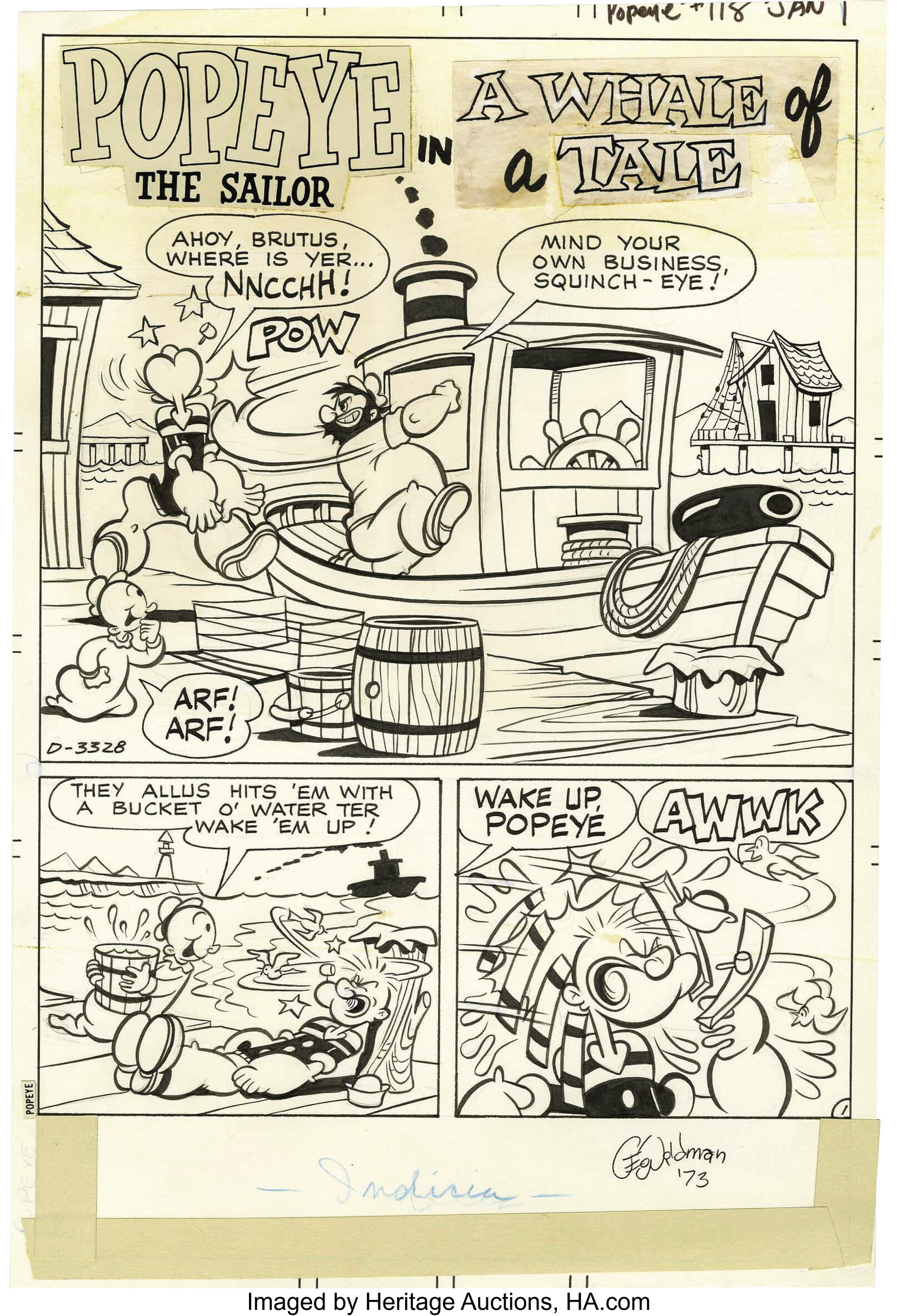 George Wildman - Popeye #118 Complete Story Original Art, Group of ...