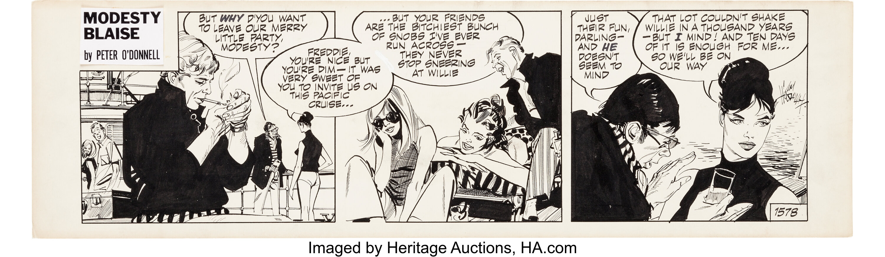 Jim holdaway modesty blaise daily comic strip 1578 original art lot