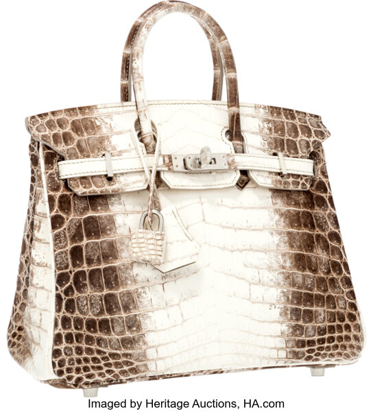 Hermes Extremely Rare 25cm Matte White Himalayan Nilo Crocodile, Lot  #56142