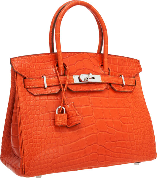 Hermes Sanguine Crocodile Leather Palladium Hardware