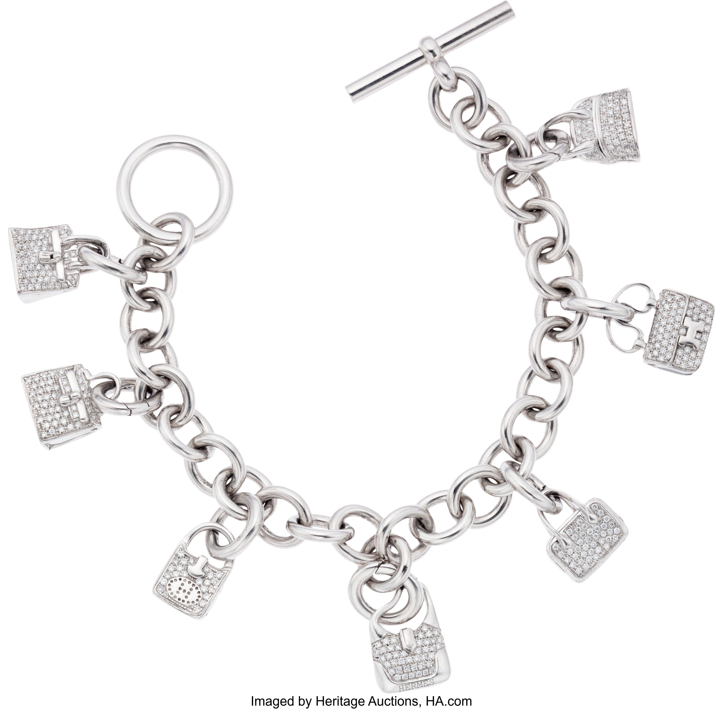 HERMES HERMES Amulette Birkin Bracelet diamond K18WG White Gold Used Women