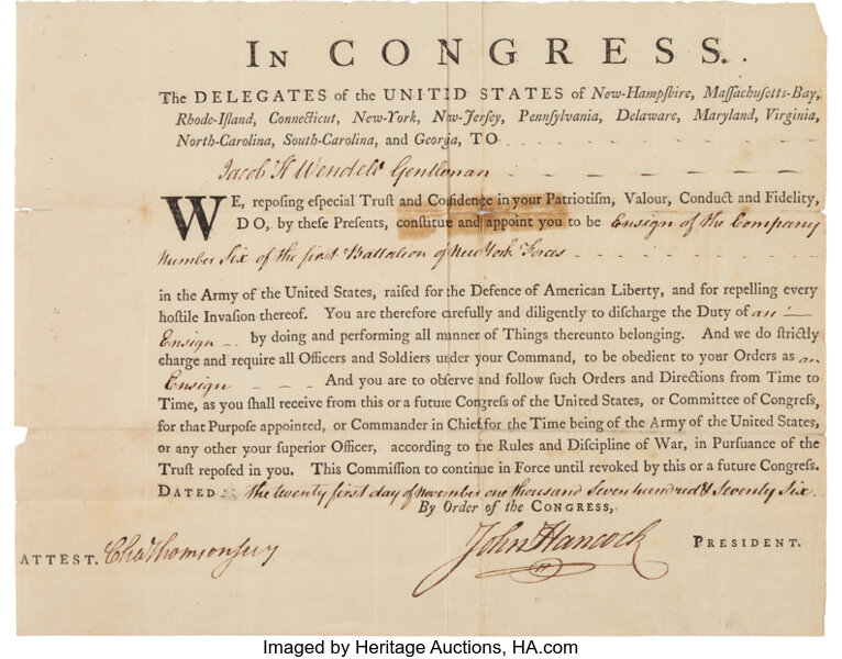 John Hancock Document Signed from 1776