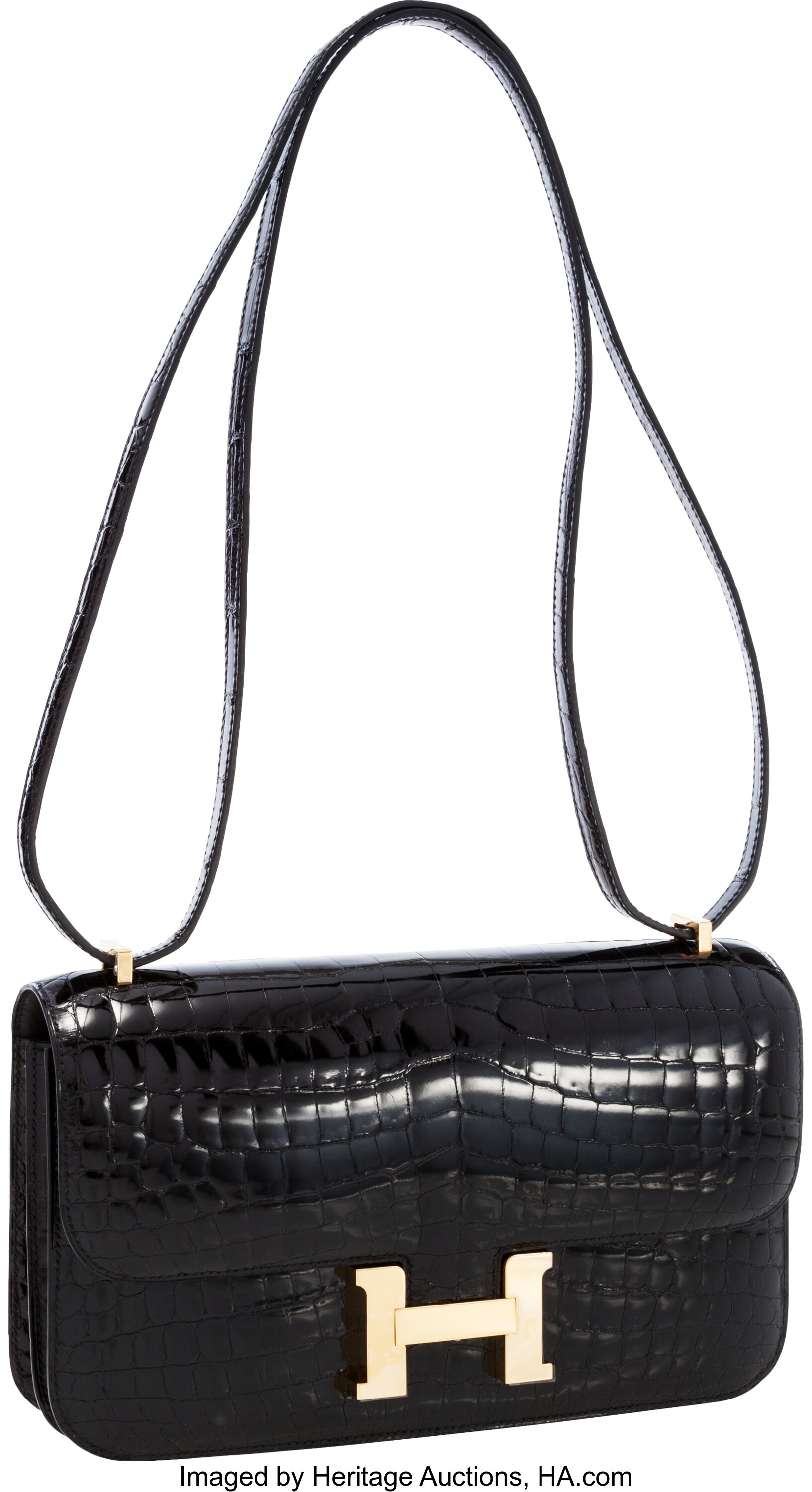 Hermès Constance 2019 24 Shiny Crocodile Niloticus 31hk0124 Black Alligator  Cross Body Bag, Hermès