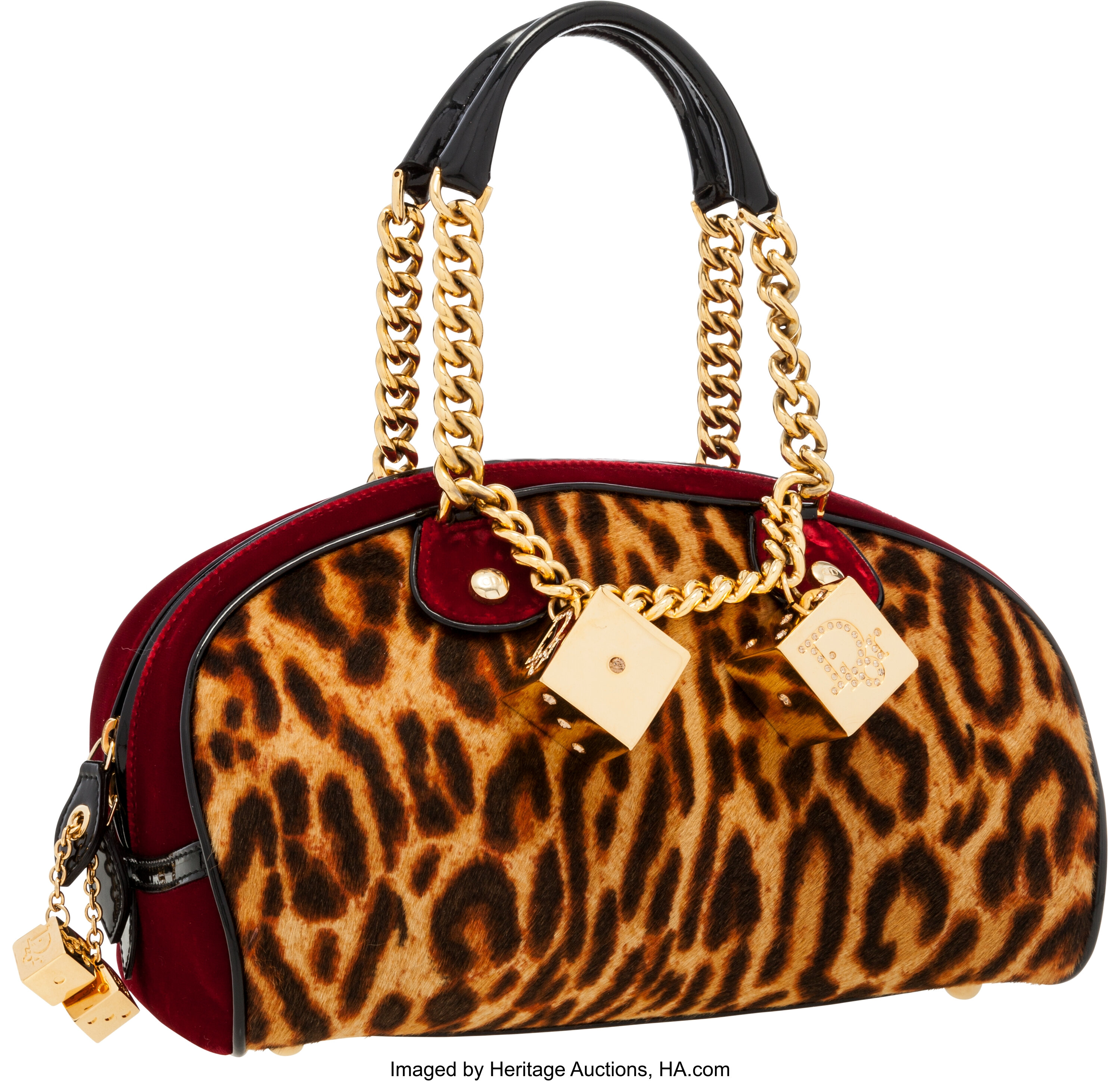 Christian Dior Gambler Bowler Bag in Leopard Pony Hair & Red Velvet, A –  Pechuga Vintage