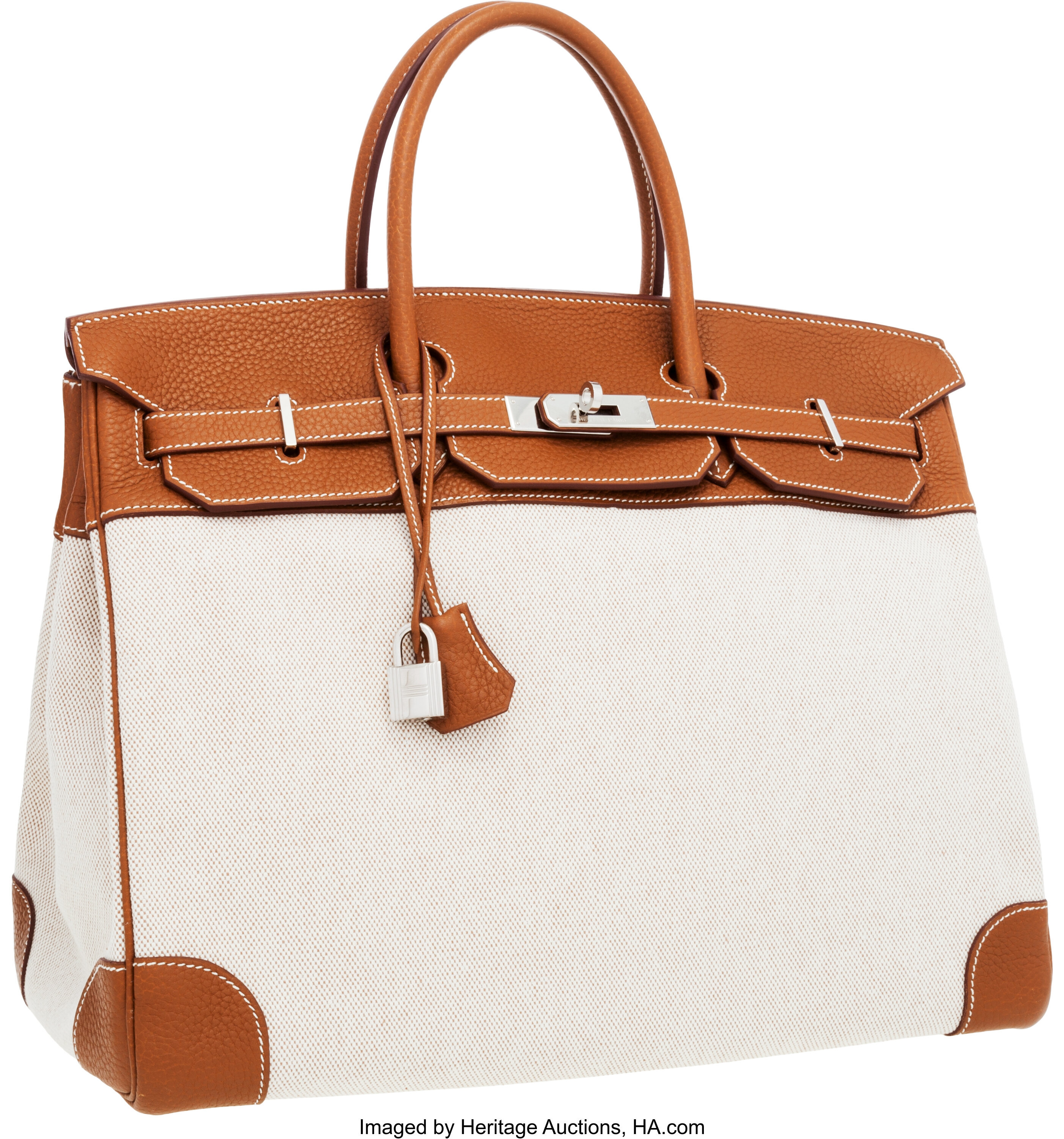 Hermes 40cm Naturelle Ardennes Leather with Palladium Hardware