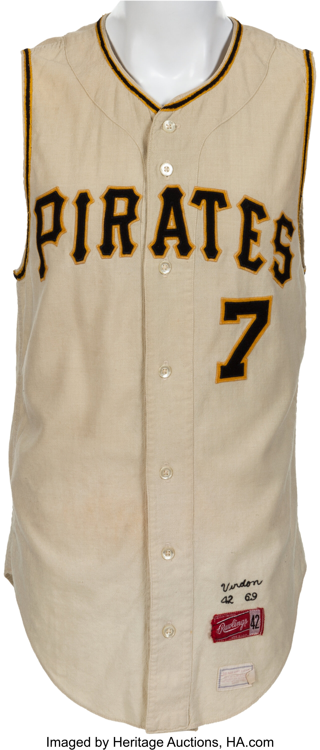 1969 Bill Virdon Game Worn Pittsburgh Pirates Jersey. Baseball, Lot  #82127