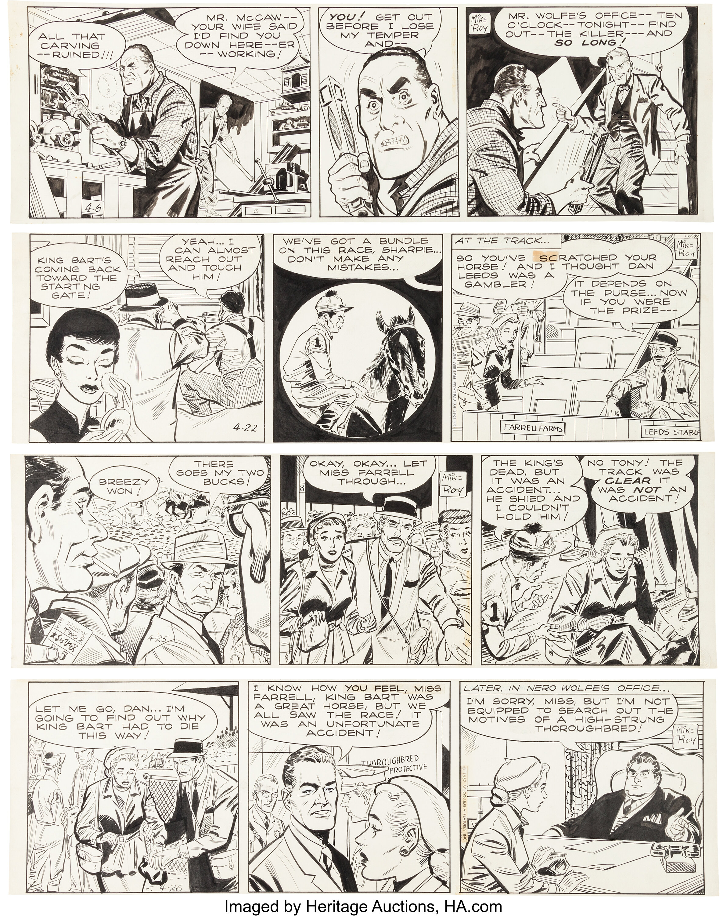 Mike Roy Nero Wolfe Daily Comic Strip Original Art Group (Columbia ...