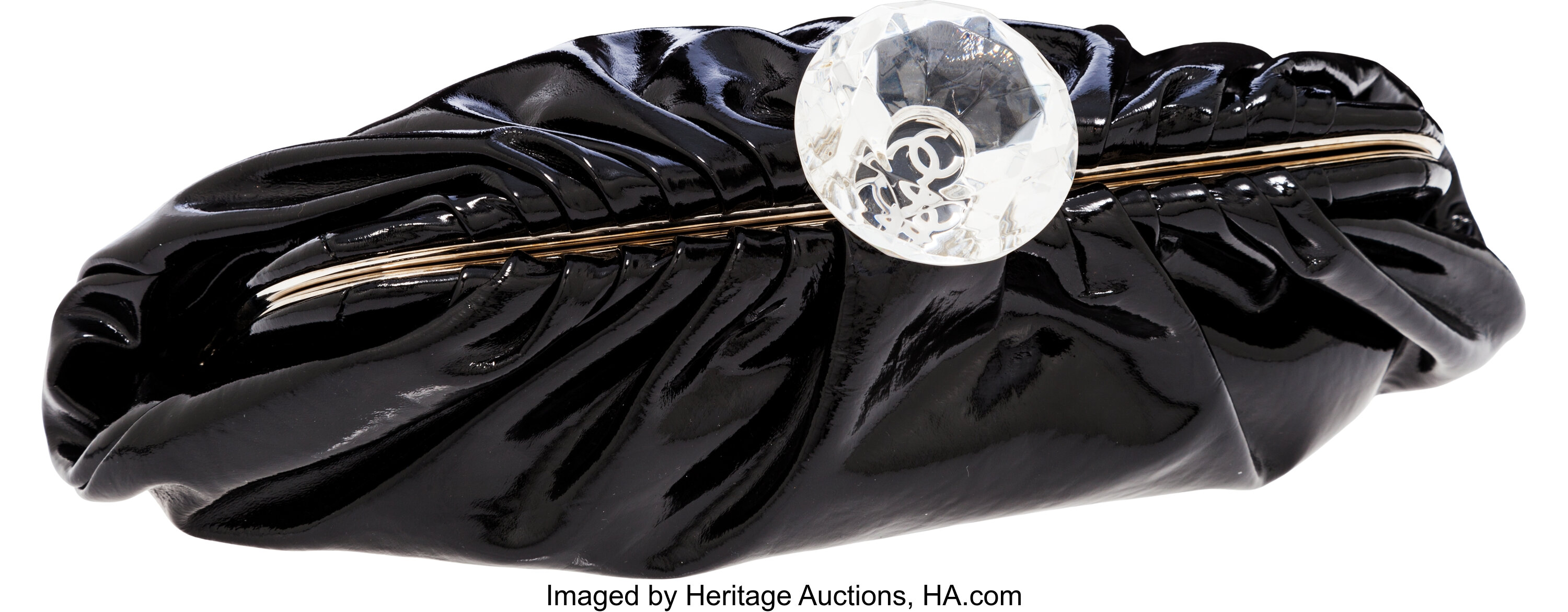 At Auction: Chanel Black Patent Leather CC Vanity Case
