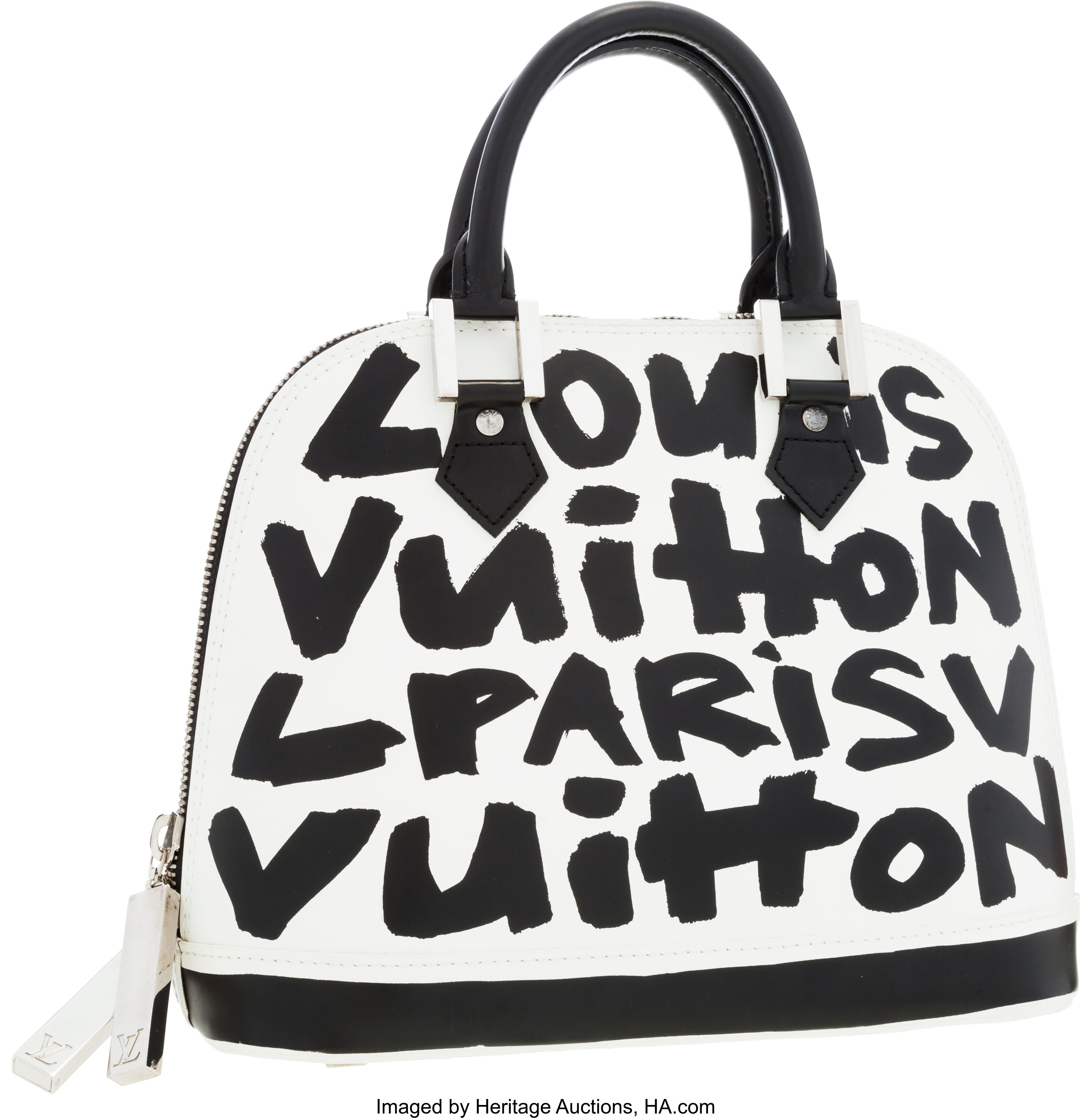 Louis Vuitton Vintage Black And White Leather Graffiti Alma MM Silver  Hardware, 2001 Available For Immediate Sale At Sotheby's