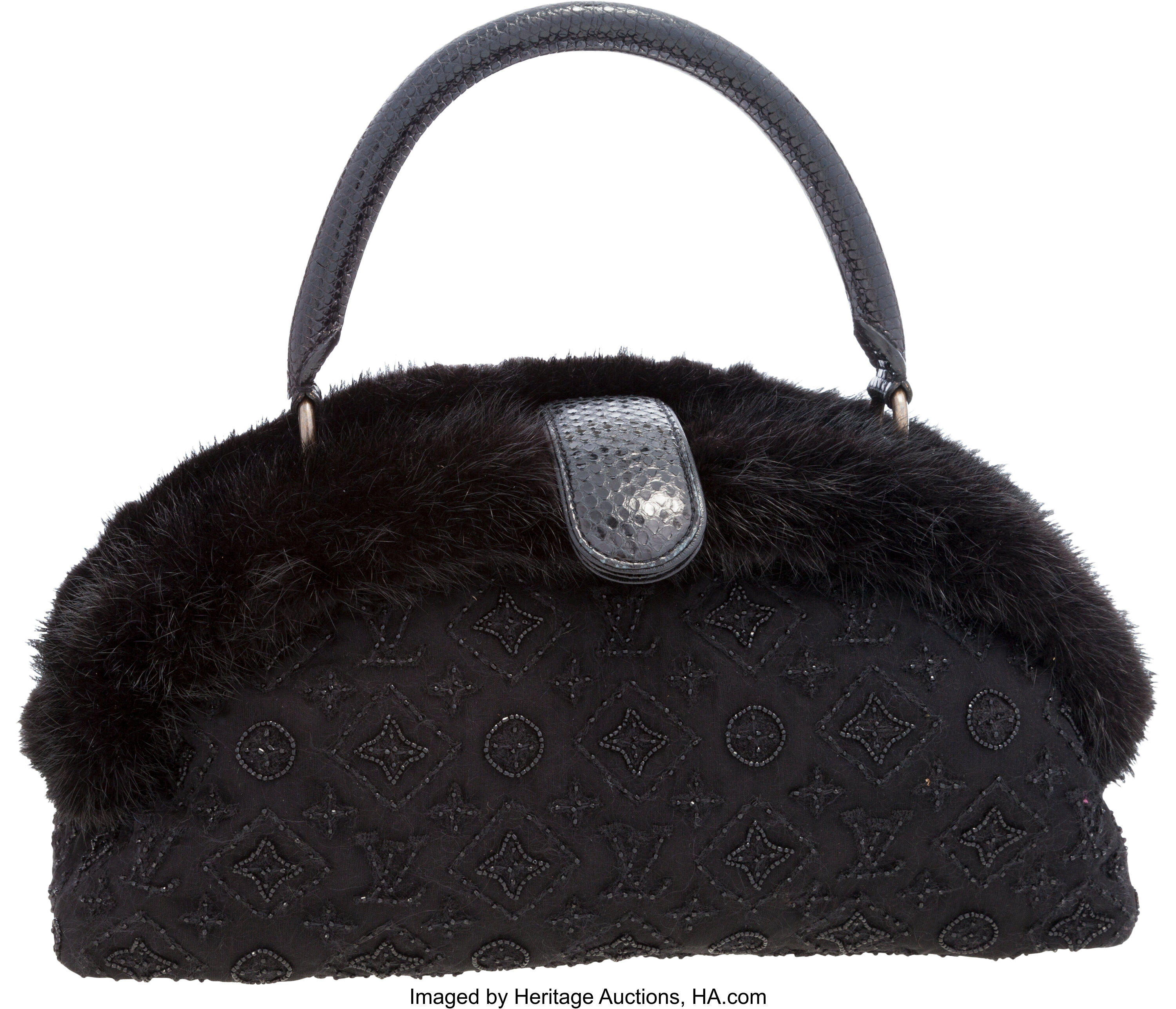 Louis Vuitton Limited Edition White Monogram Mink & Cabochon