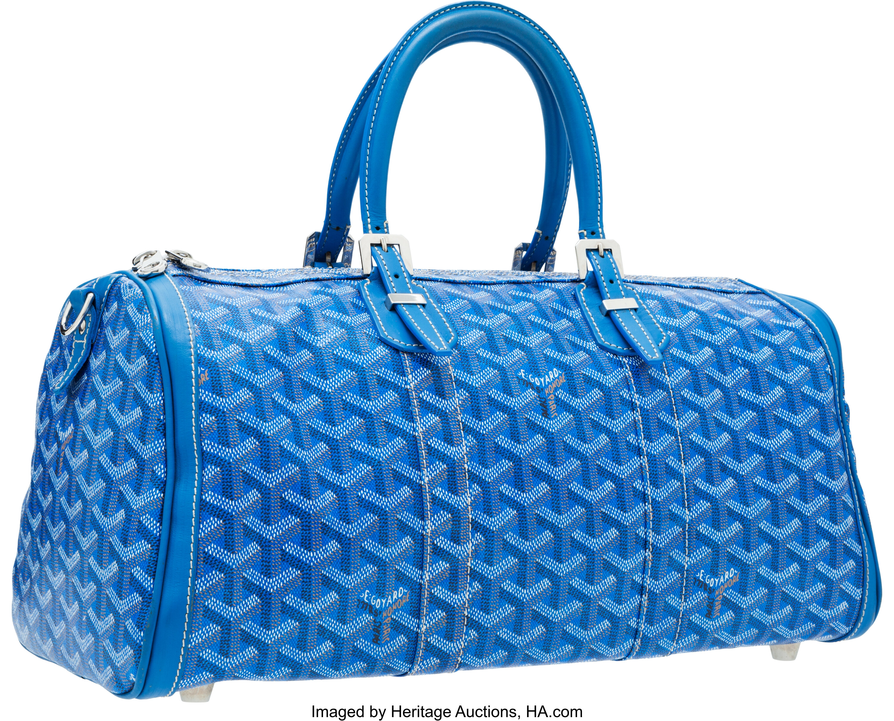 Goyard Blue Monogram Chevron Canvas Crosiere Bag.  Luxury, Lot #56361