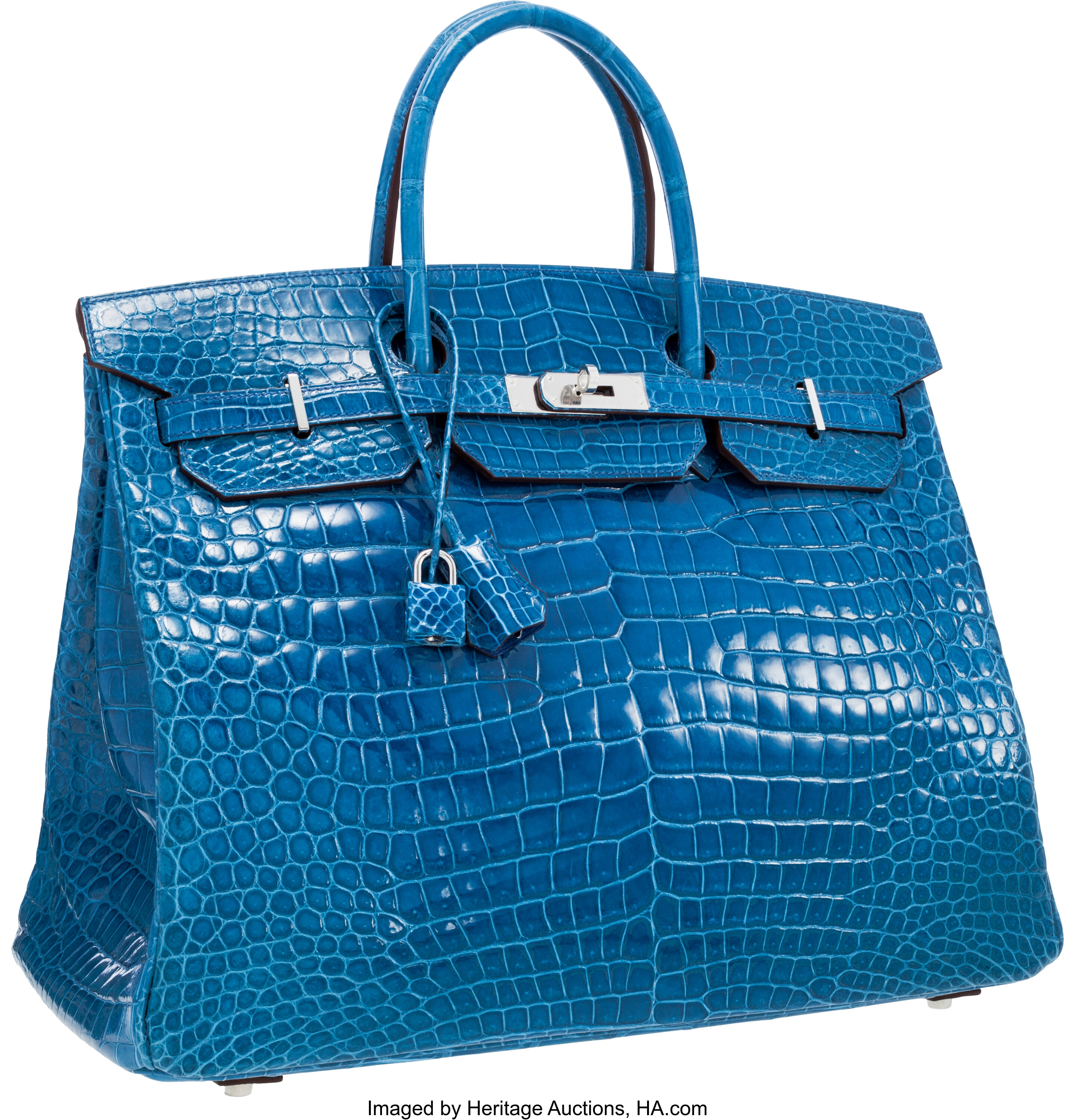 Hermes 40cm Shiny Mykonos Porosus Crocodile Birkin Bag with