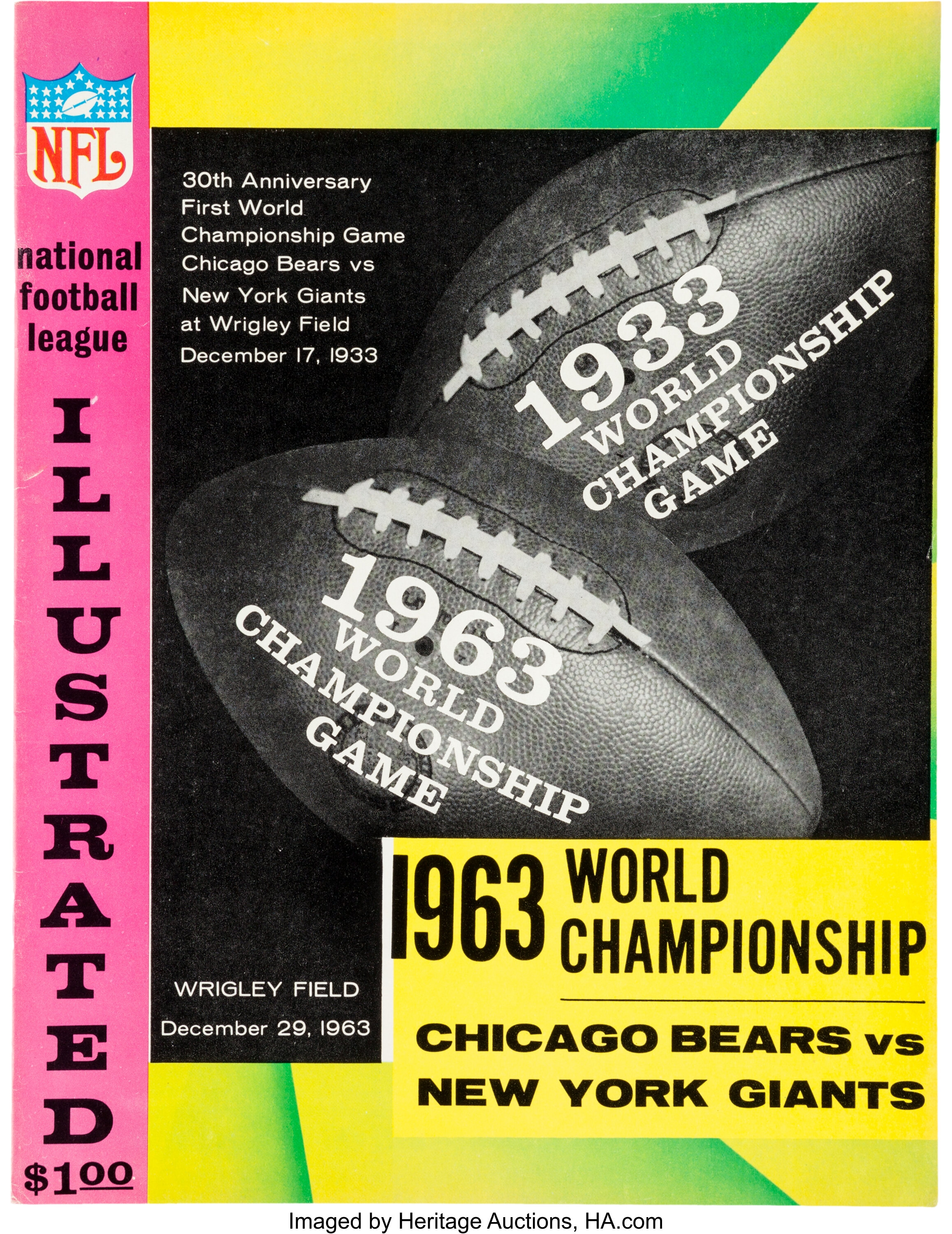 1960 NFL FOOTBALL OFFICIAL CHICAGO BEARS TICKET V LOS ANGELES RAMS WRIGLEY  FIELD