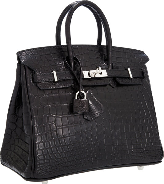 Hermes Noir Black Matte Crocodile Palladium Birkin 25 Handbag Bag – MAISON  de LUXE